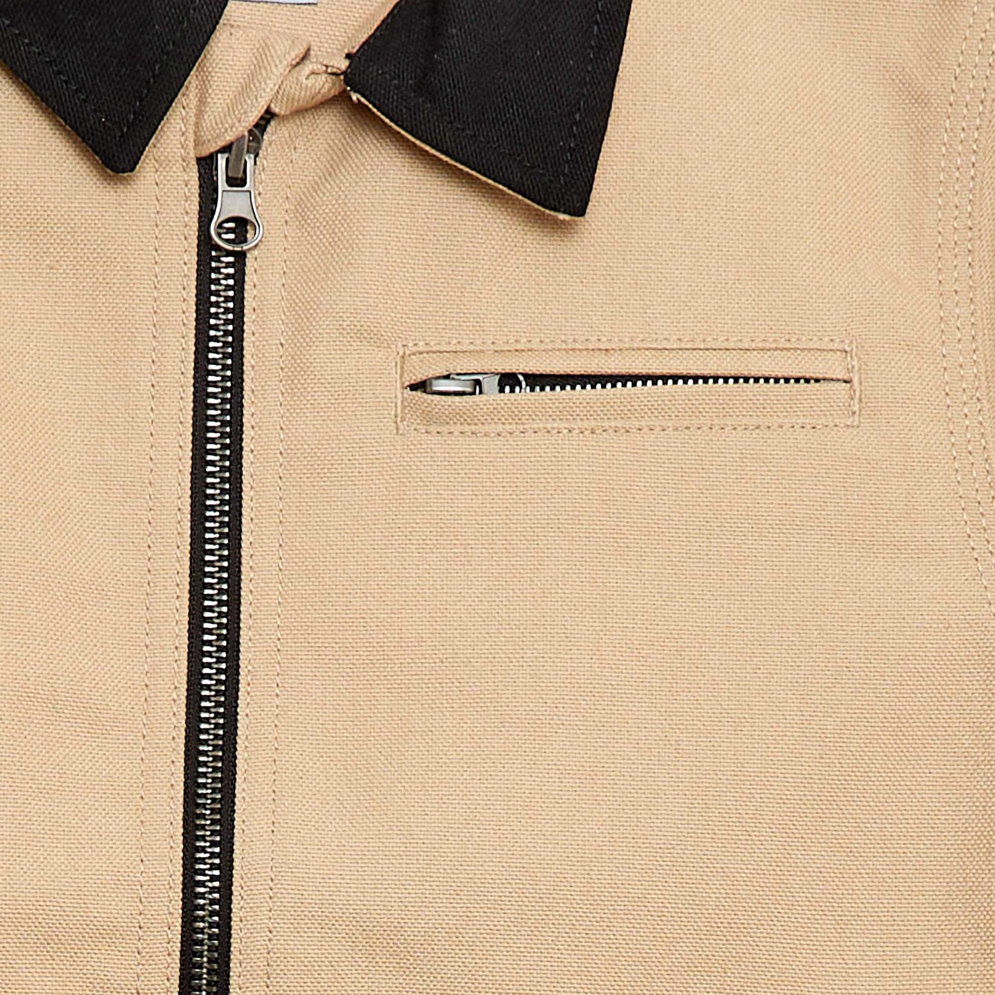 Workwear-Style Zip-Up Jacket BEIGE