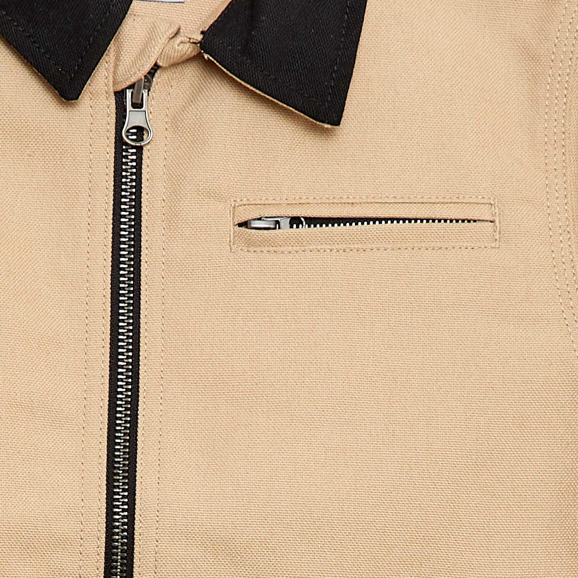 Workwear-Style Zip-Up Jacket BEIGE