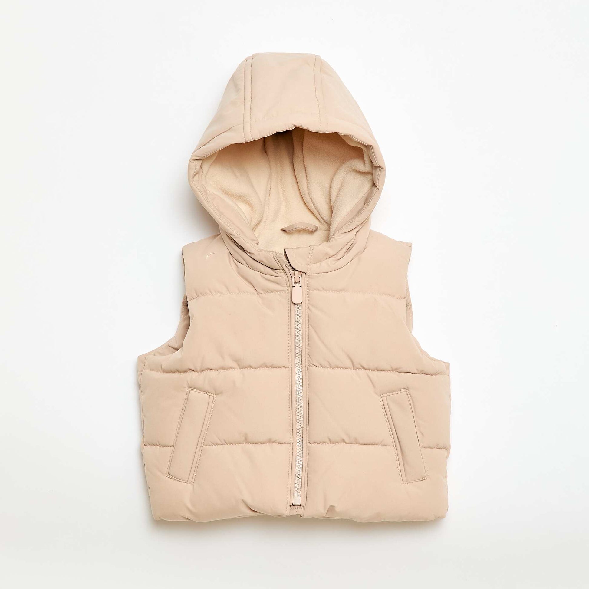 Sleeveless Padded Puffer Vest BEIGE
