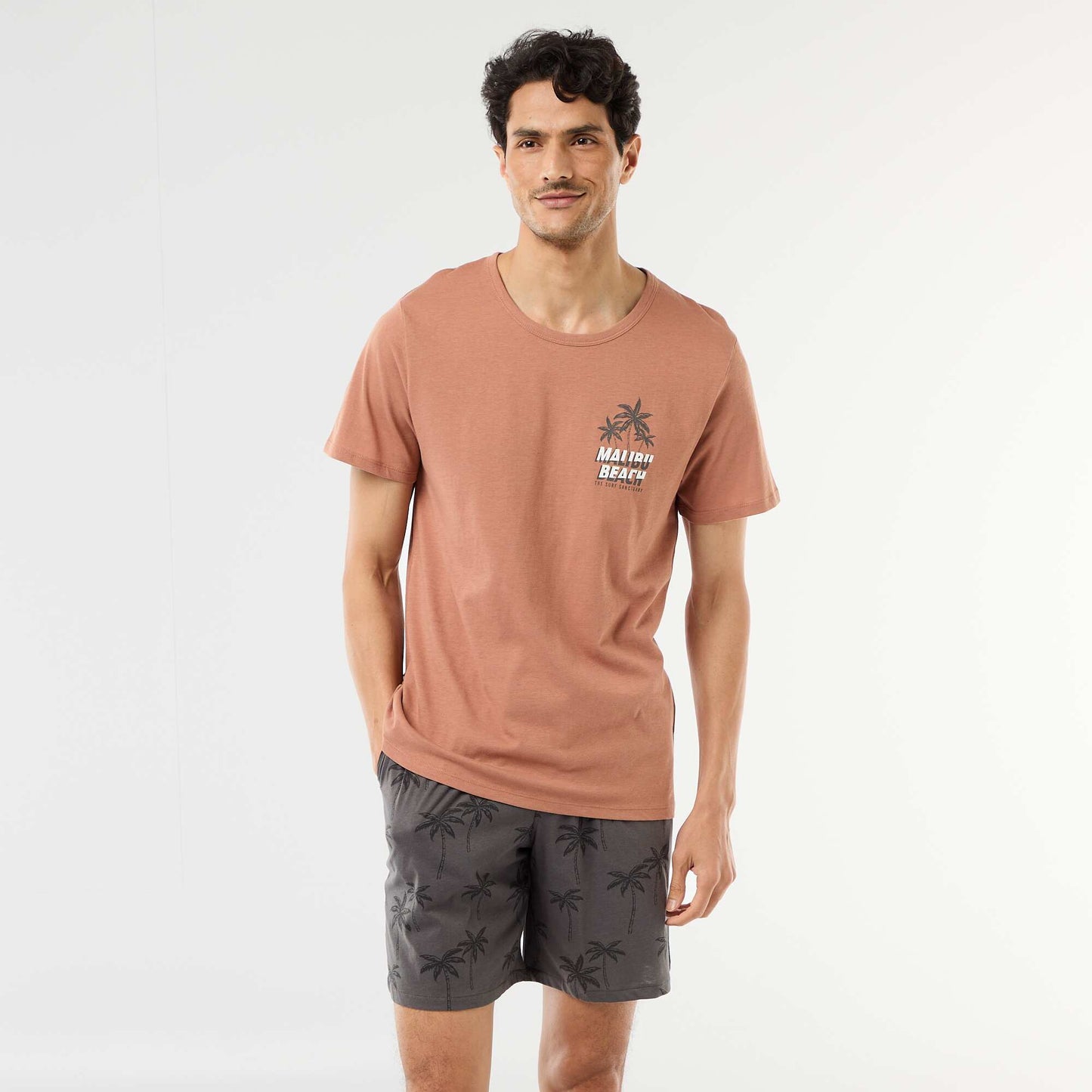Short pajama set t-shirt + shorts - 2 pieces BROWN