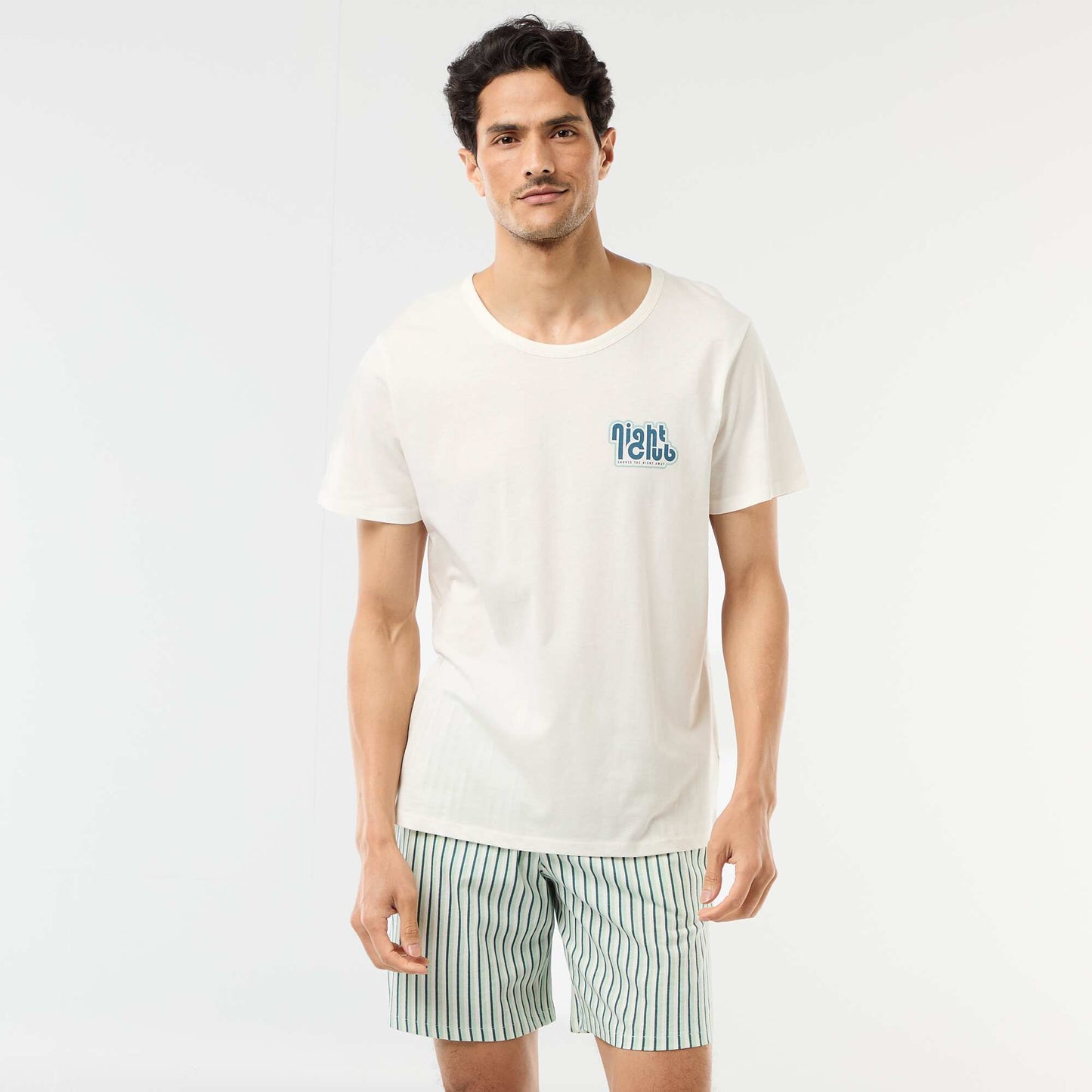 Short pajama set t-shirt + shorts - 2 pieces WHITE