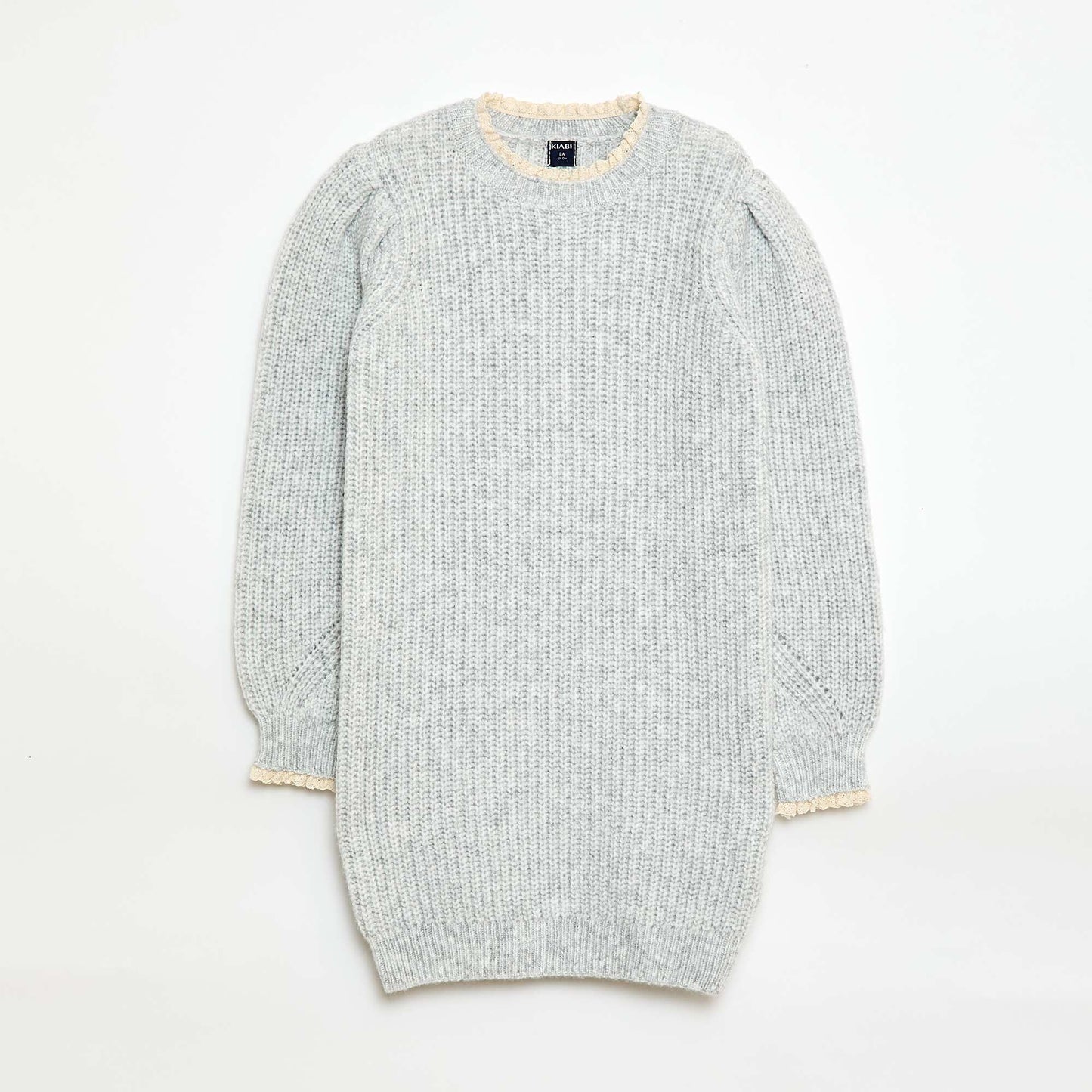 Sweater dress with lace collar GREY