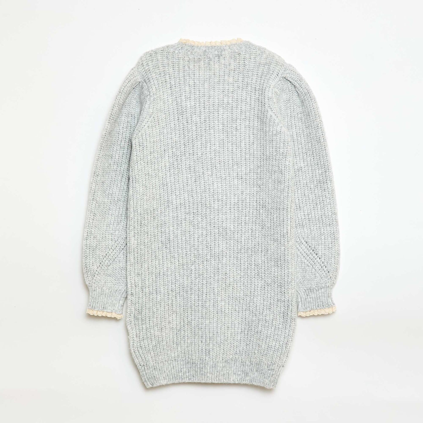 Sweater dress with lace collar GREY