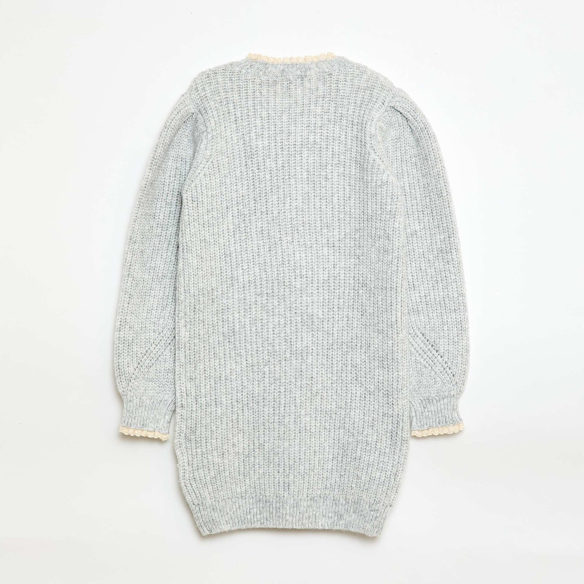 Sweater dress with lace collar GREY