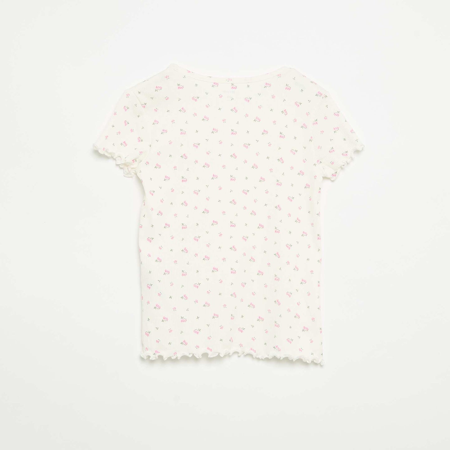 Cotton Ribbed Knit Pajama Set: Top and Shorts WHITE