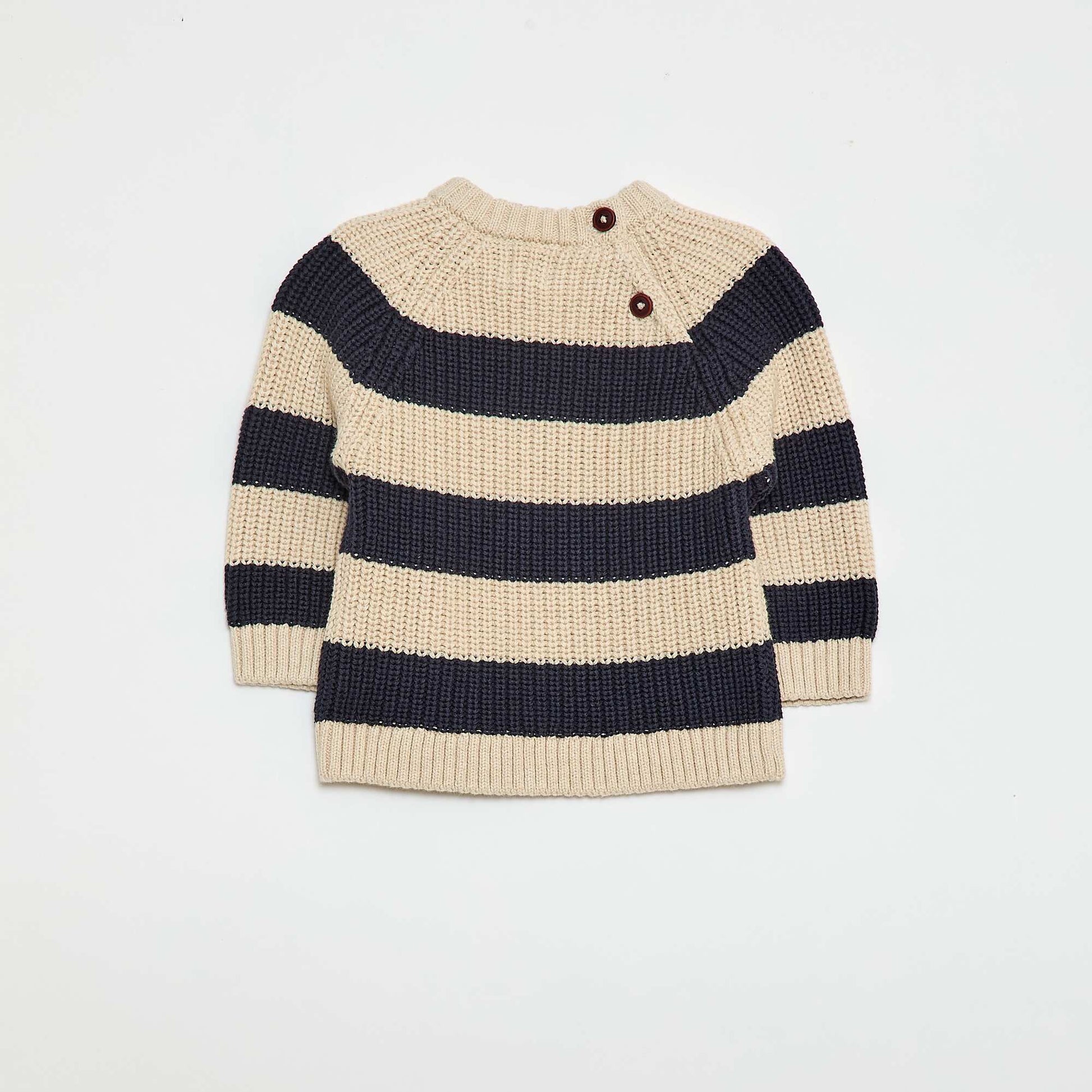 Beaded Knit Cotton Sweater BEIGE