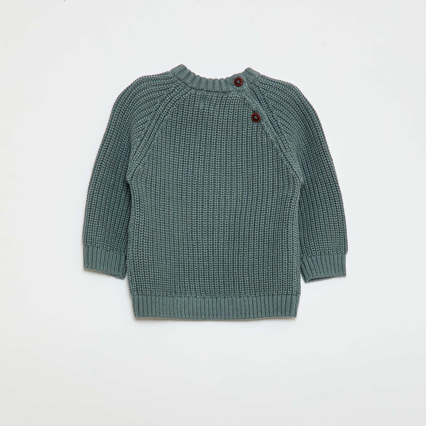 Cotton knit sweater with pearl stitch GREEN