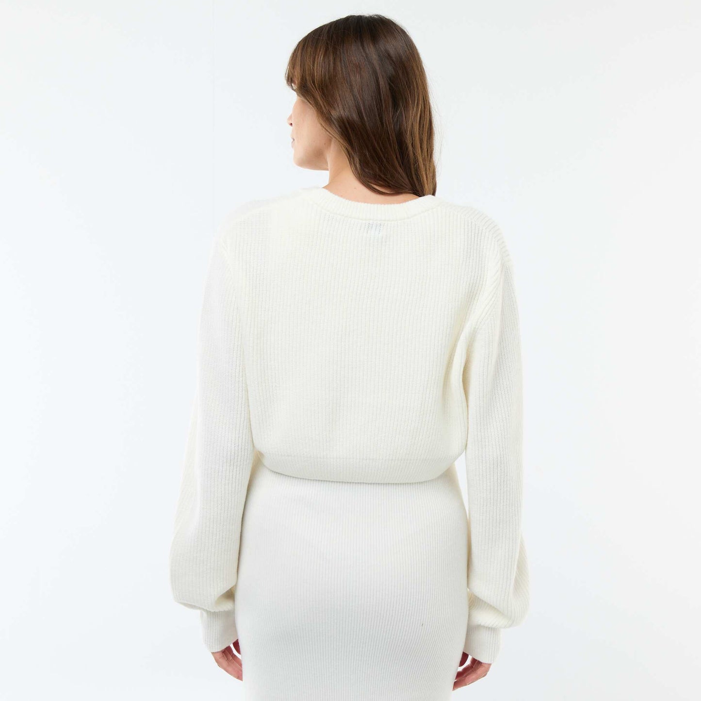 Ribbed Midi Dress + Cropped Maternity Sweater WHITE
