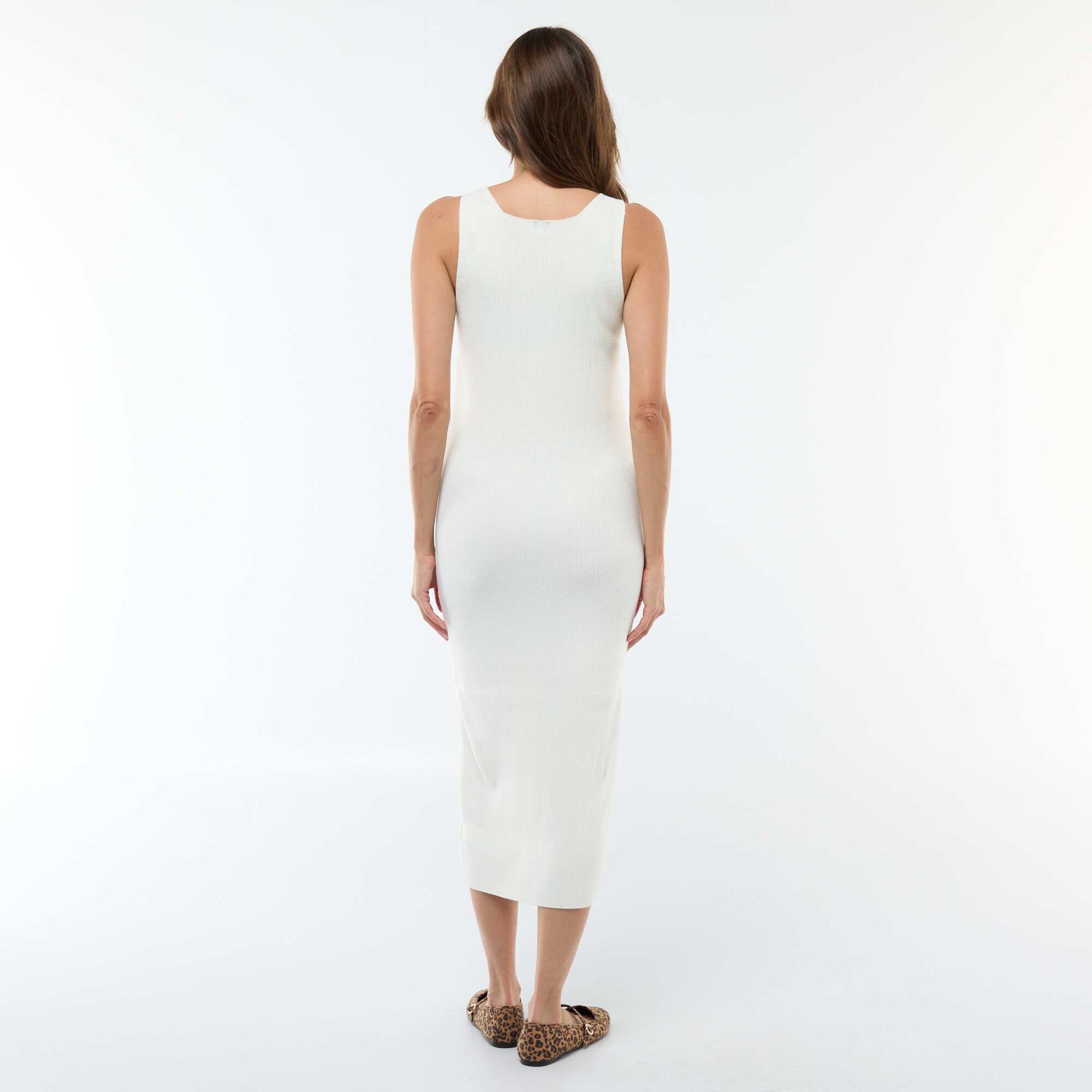 Ribbed Midi Dress + Cropped Maternity Sweater WHITE