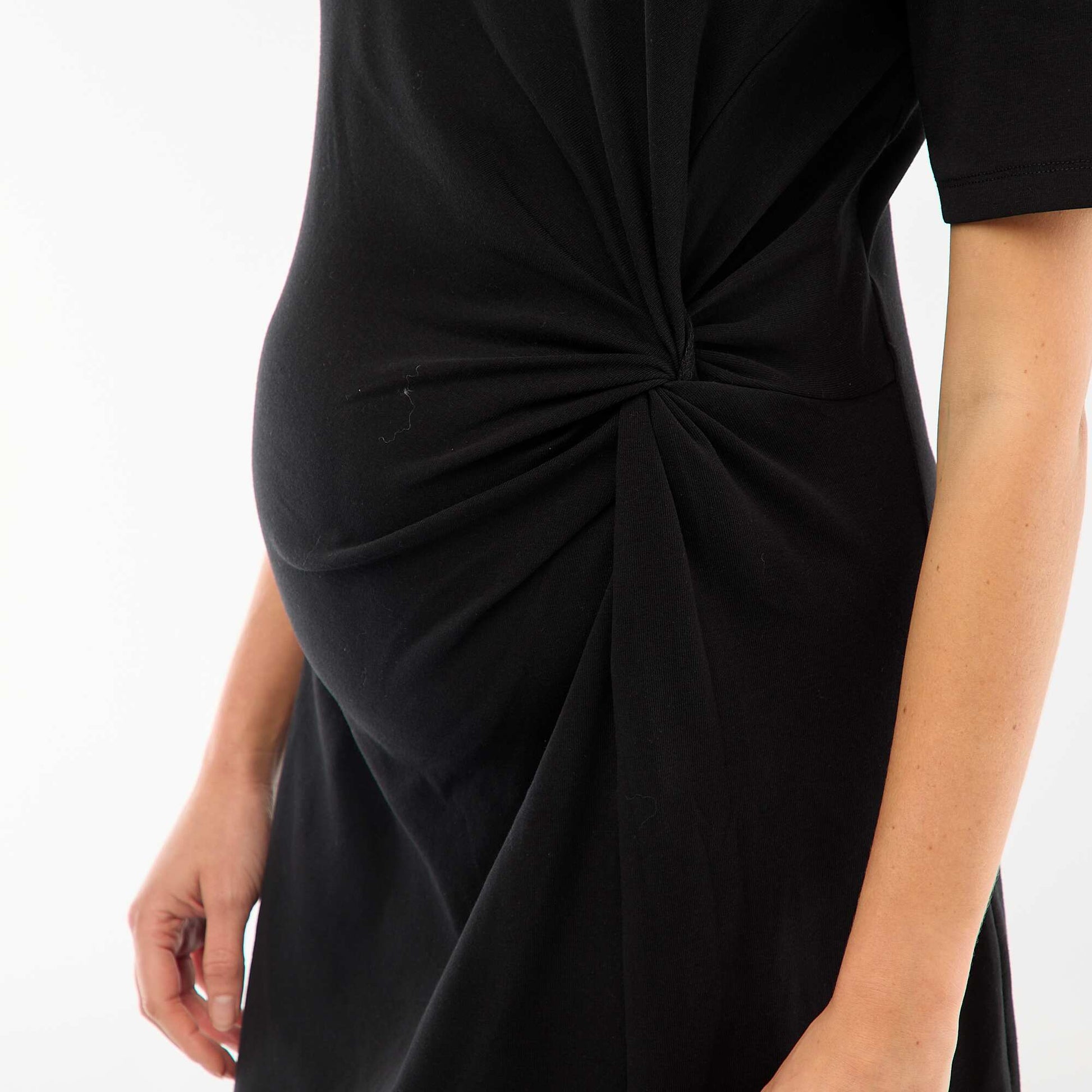 Twist Front Maternity Dress BLACK