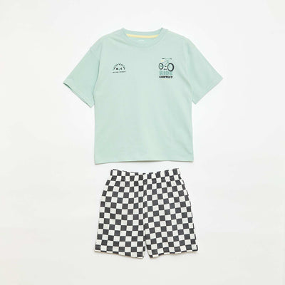 Short Pajama Set T-Shirt + Shorts - 2 Piece GREEN