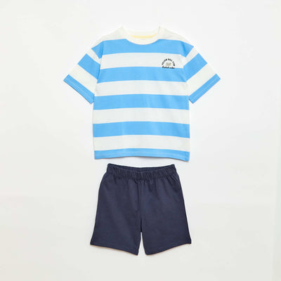 2-piece short pajama set: T-shirt and shorts BLUE