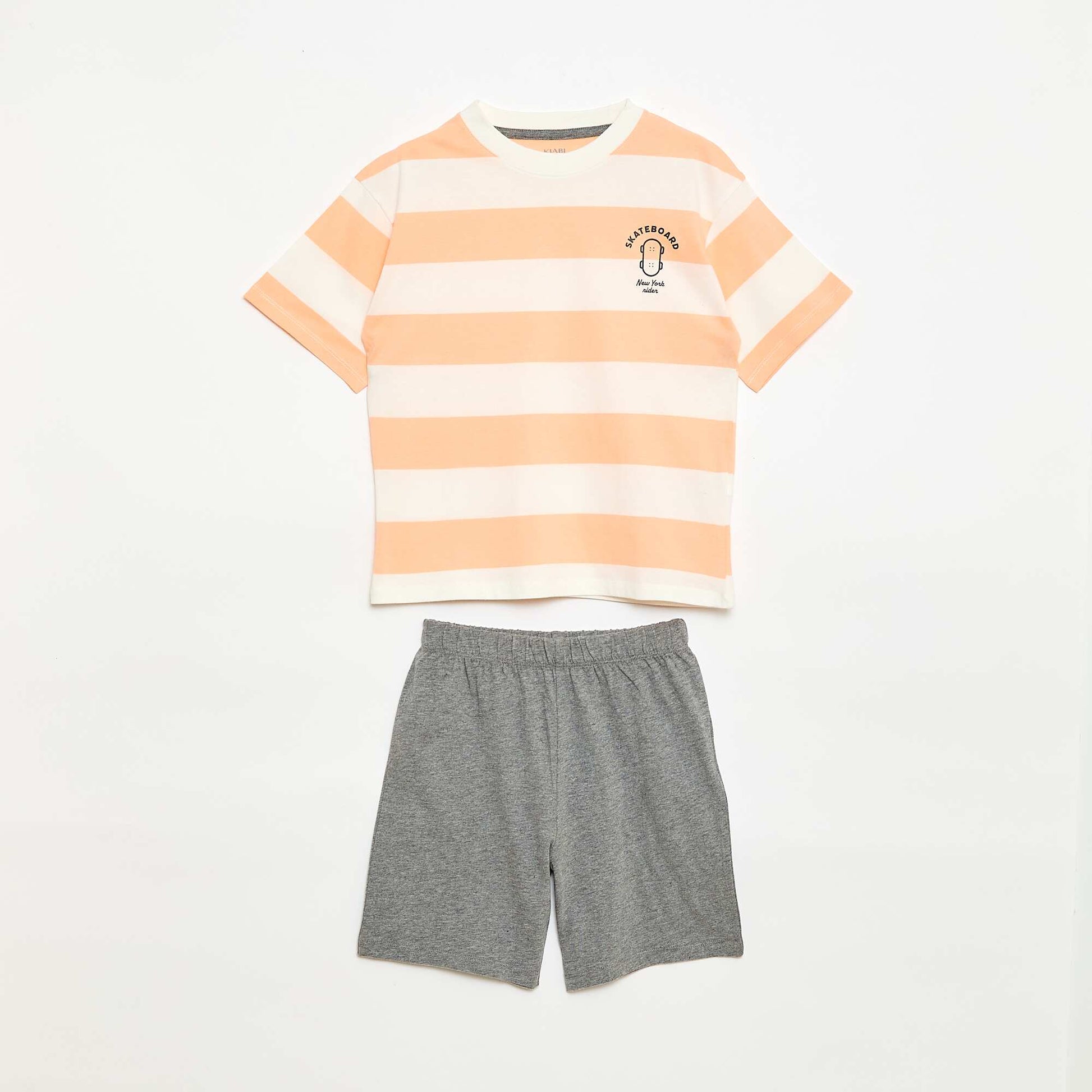 Short Pajama Set T-Shirt + Shorts - 2 Piece ORANGE