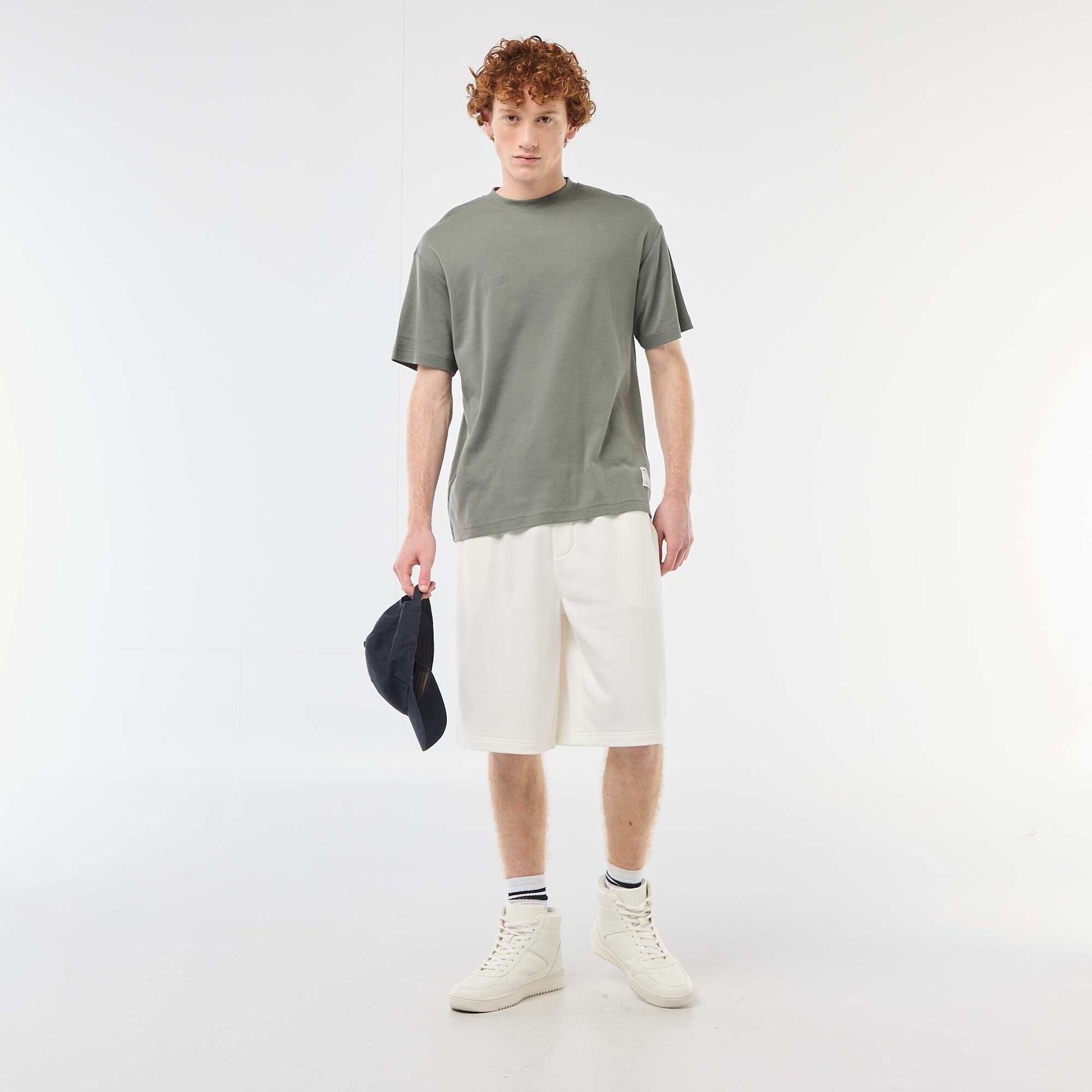Plain Cotton Patch Shorts WHITE