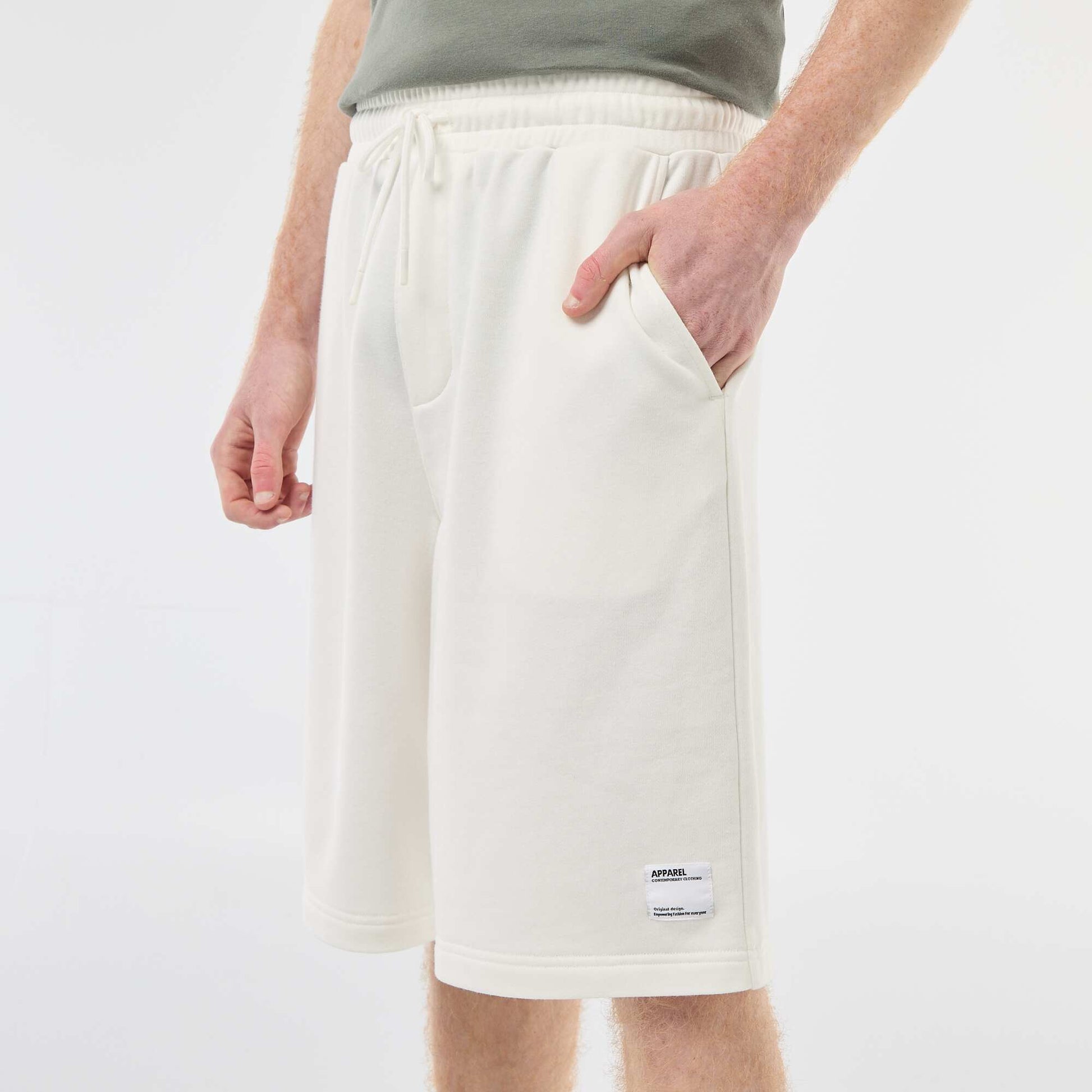 Plain Cotton Patch Shorts WHITE