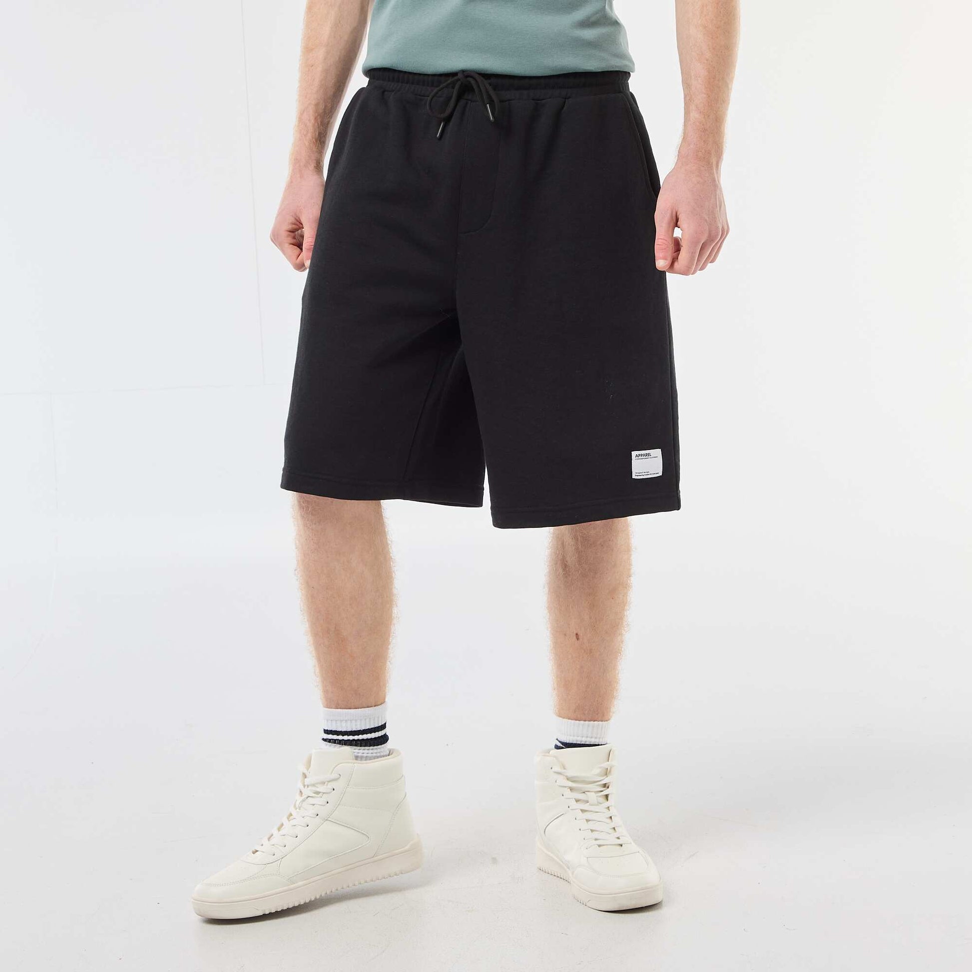 Plain Cotton Patch Shorts BLACK