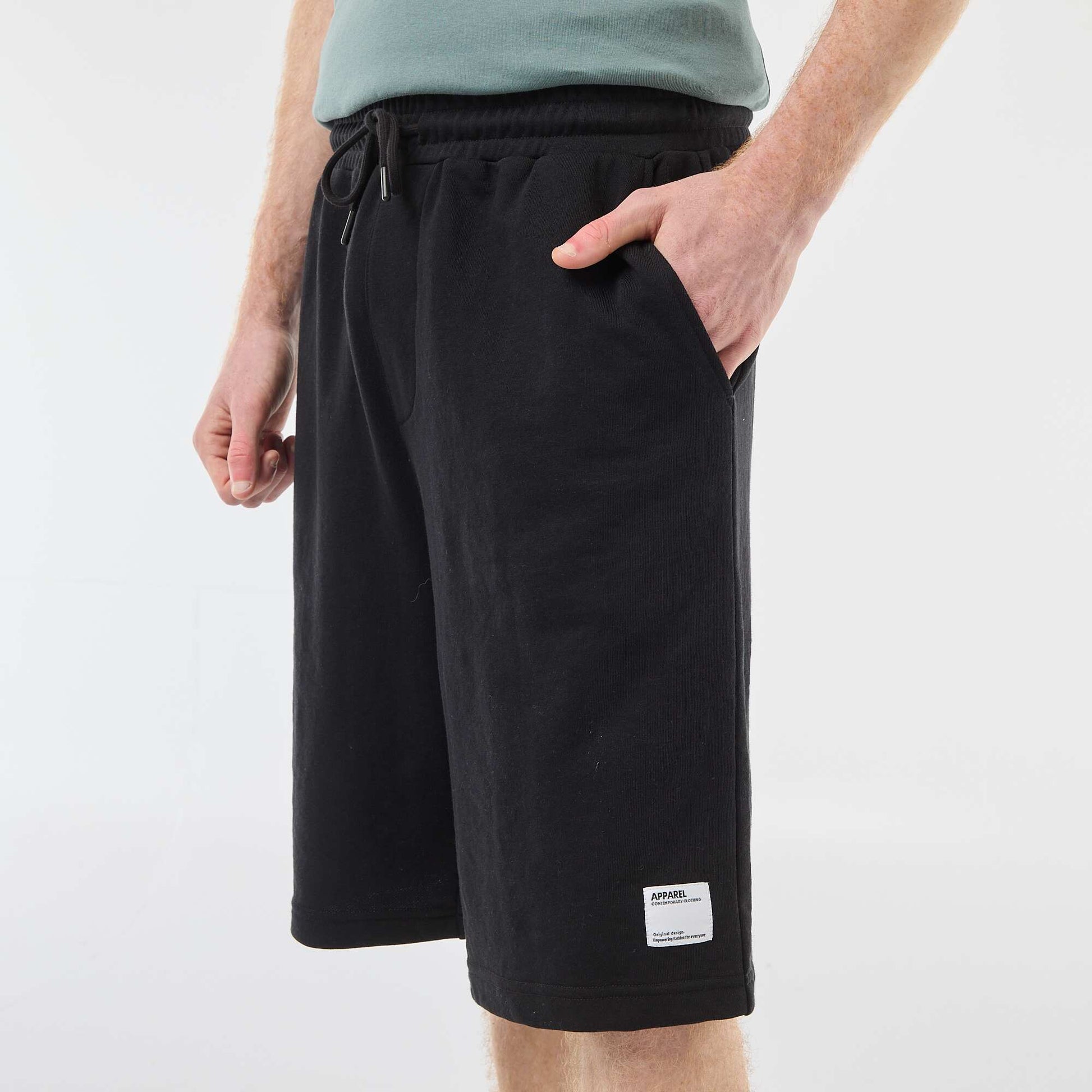 Plain Cotton Patch Shorts BLACK