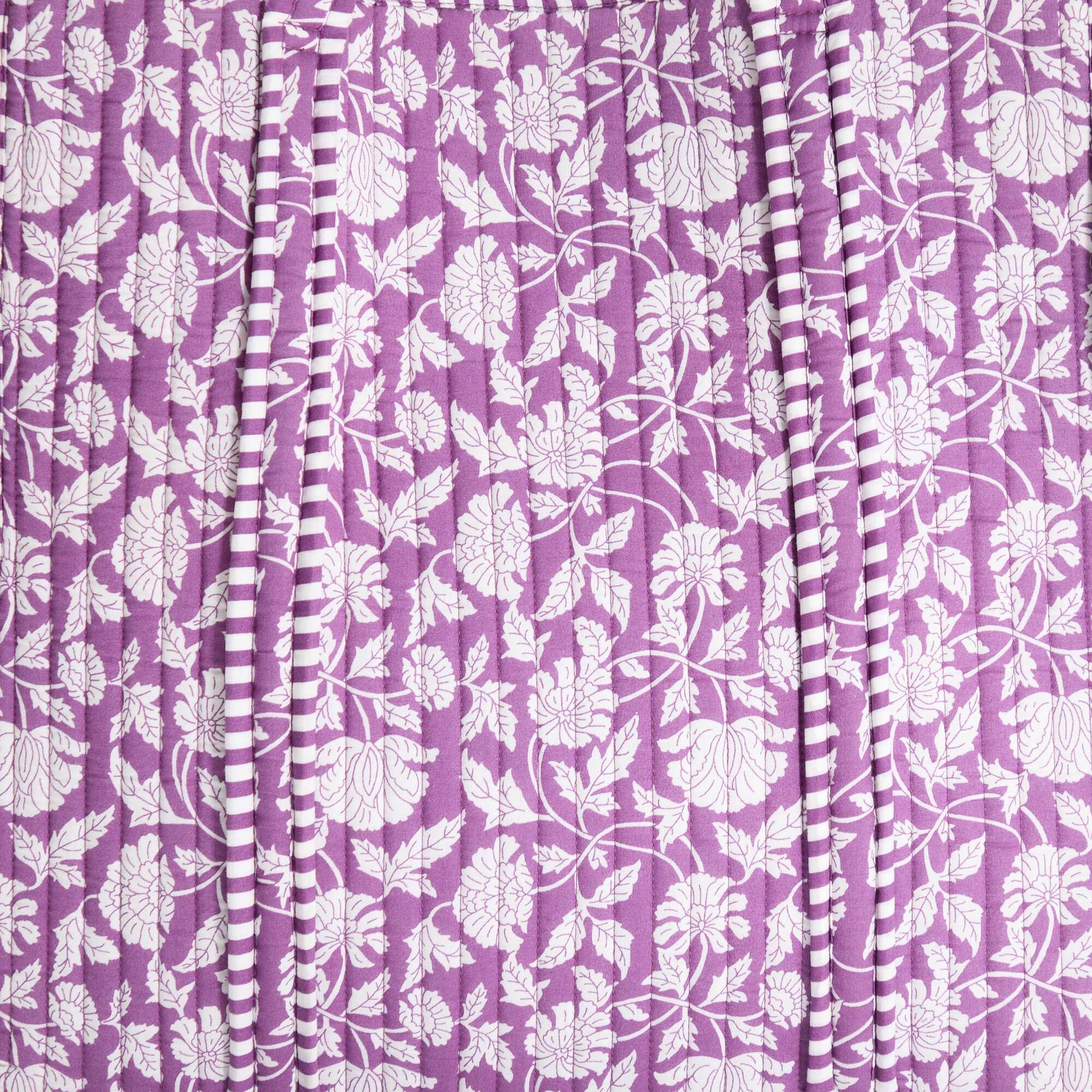 Quilted Shopper Bag with Indian-Inspired Print PURPLE