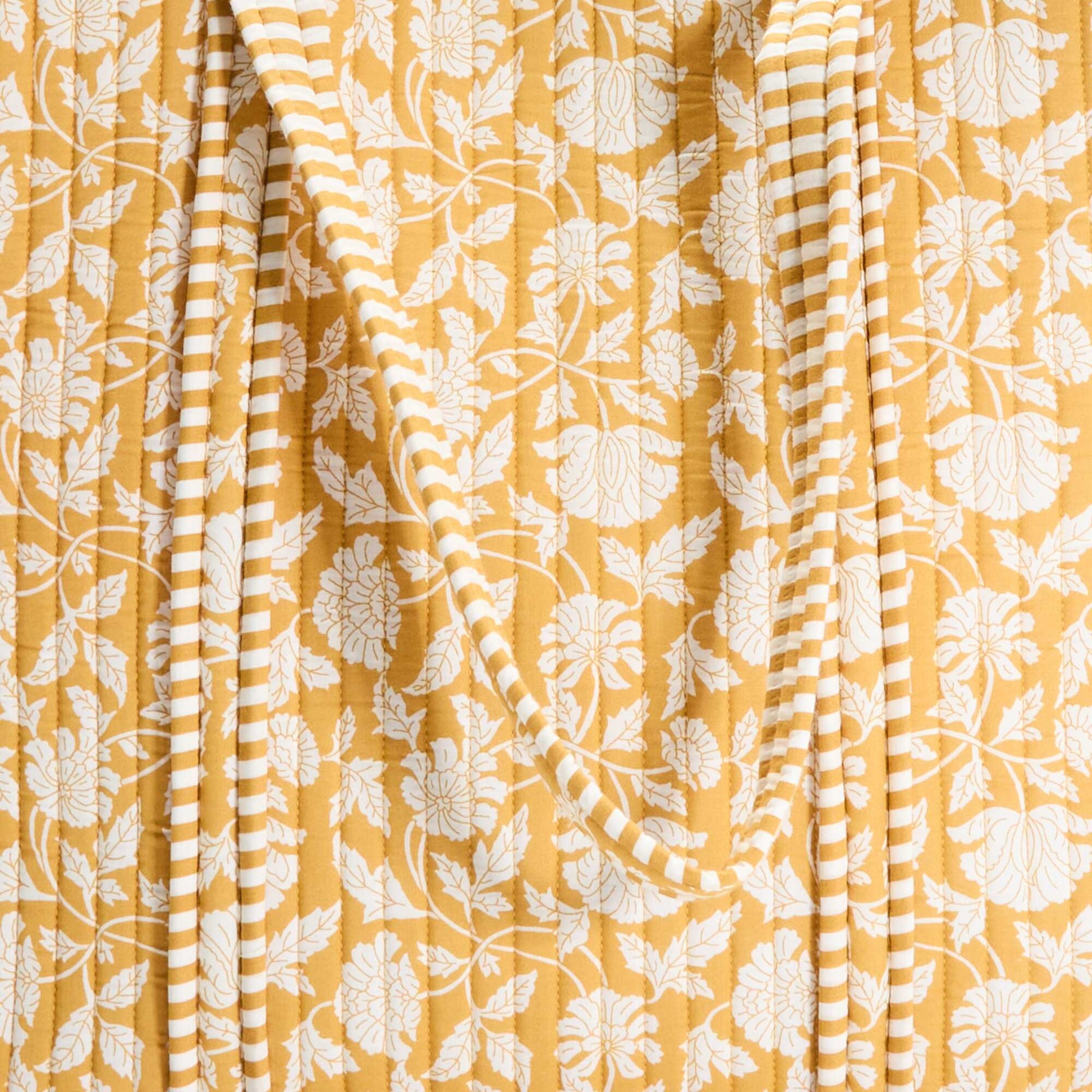 Quilted Shopper Bag with Indian-Inspired Print YELLOW