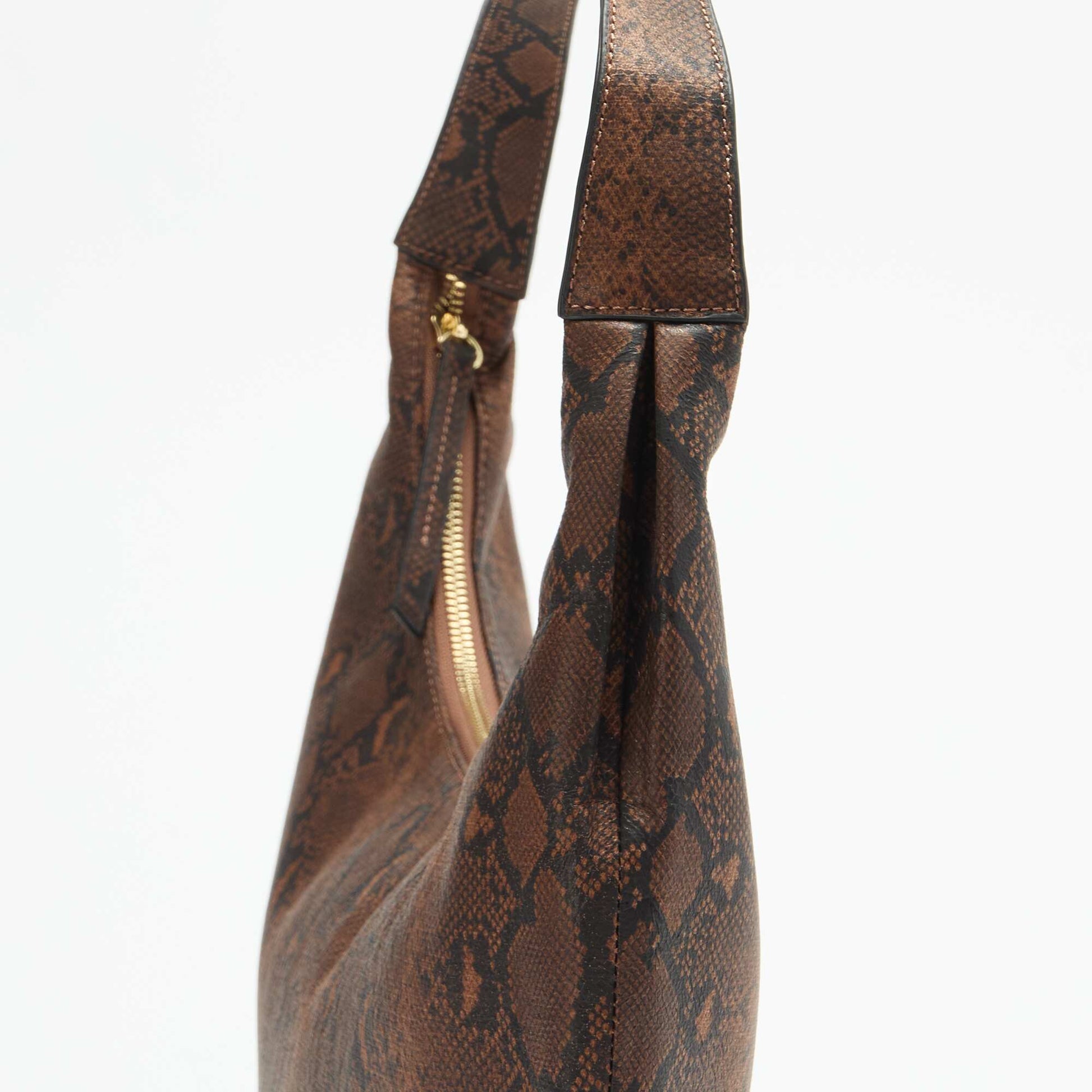 Large Faux Leather Tote Bag BROWN
