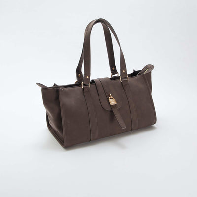 Bowling Bag with Padlock Detail BROWN