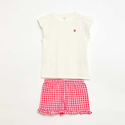 Short T-shirt + Shorts Pyjama Set - 2 pieces WHITE