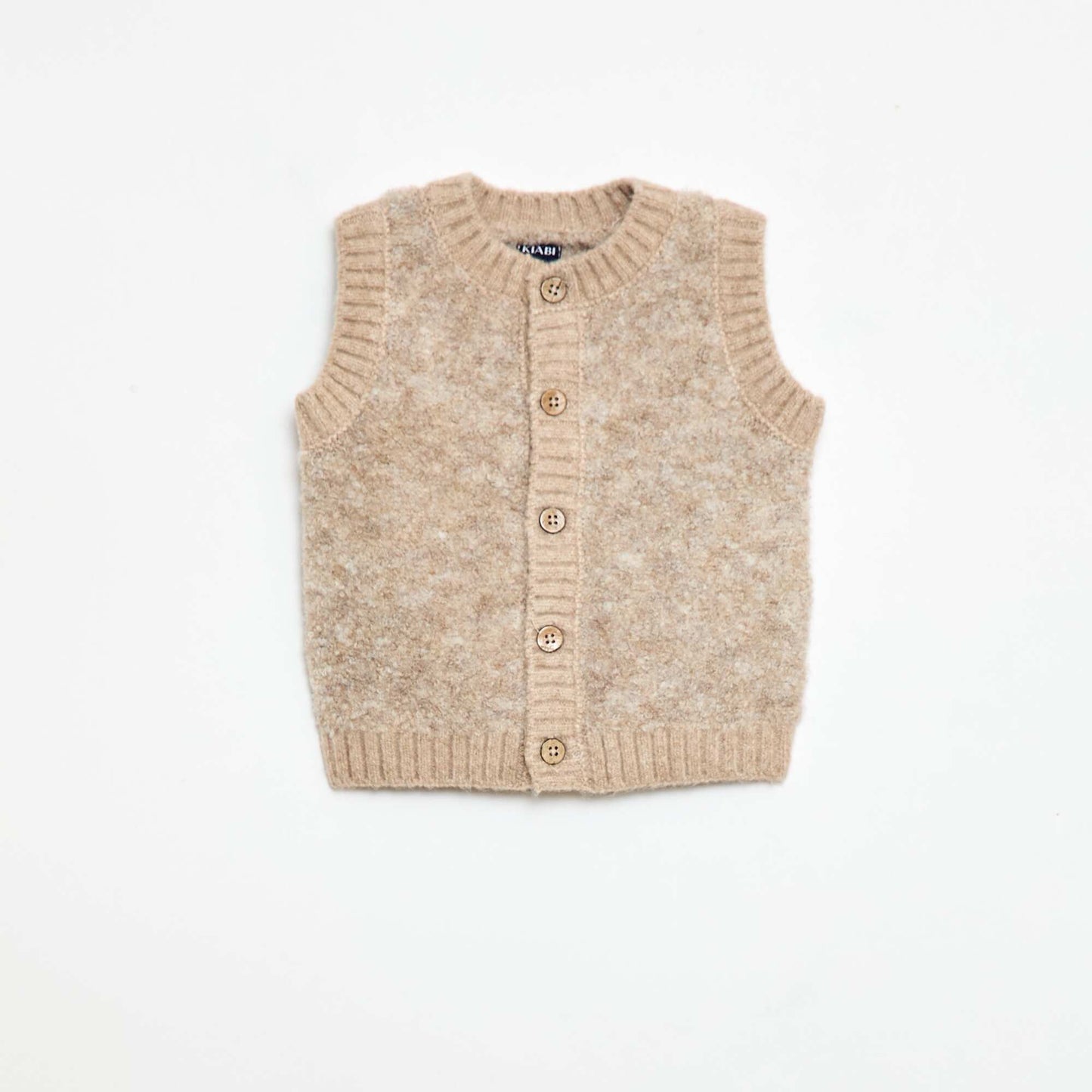 Sleeveless Bouclé Knit Sweater Vest BEIGE