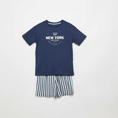 Short pajama set t-shirt + shorts - 2 pieces BLUE