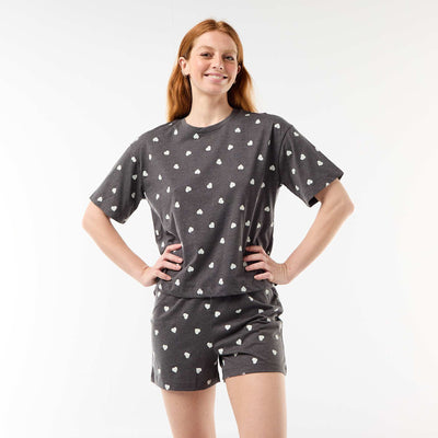 Cotton Jersey Top & Shorts Pyjama Set GREY