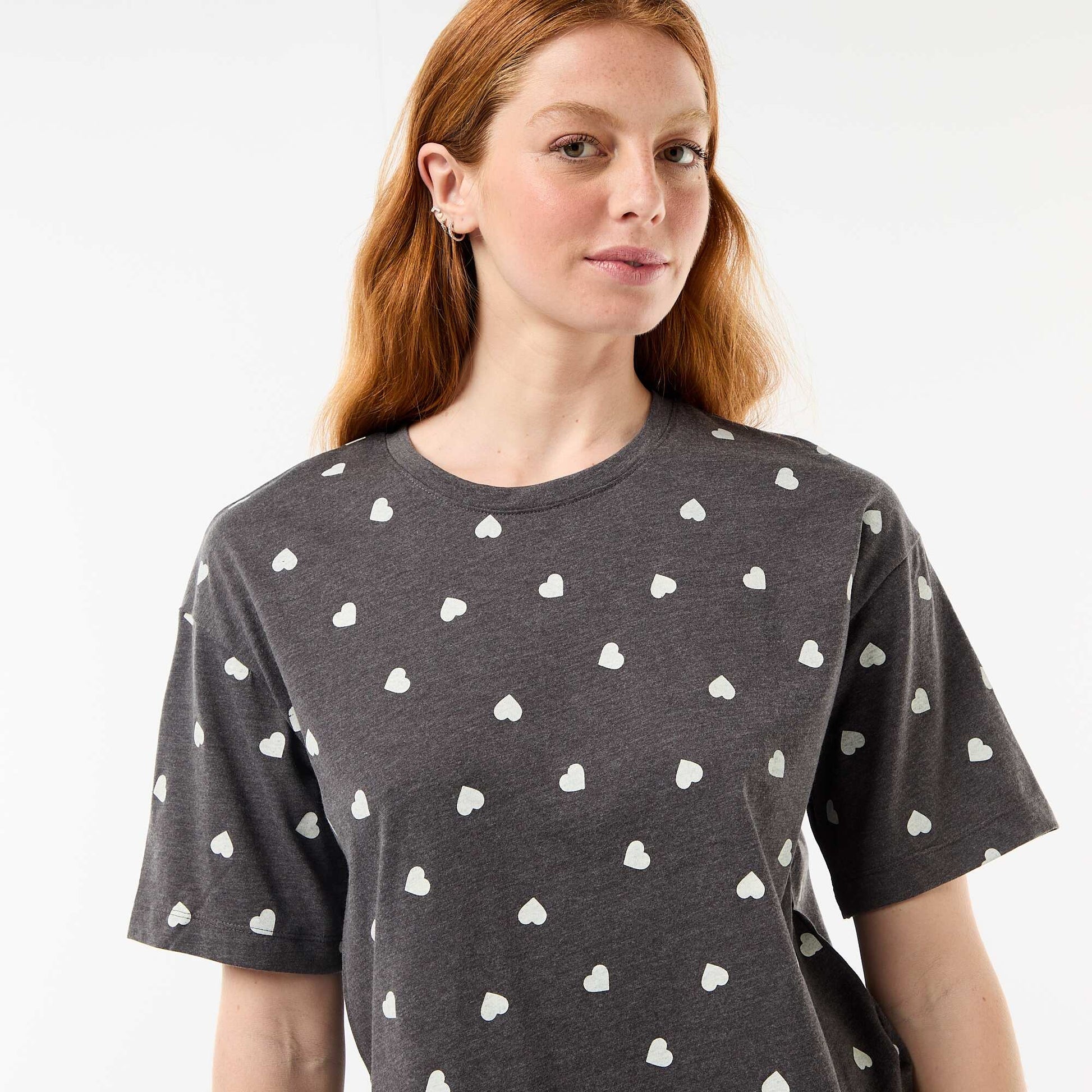 Cotton Jersey Top & Shorts Pyjama Set GREY