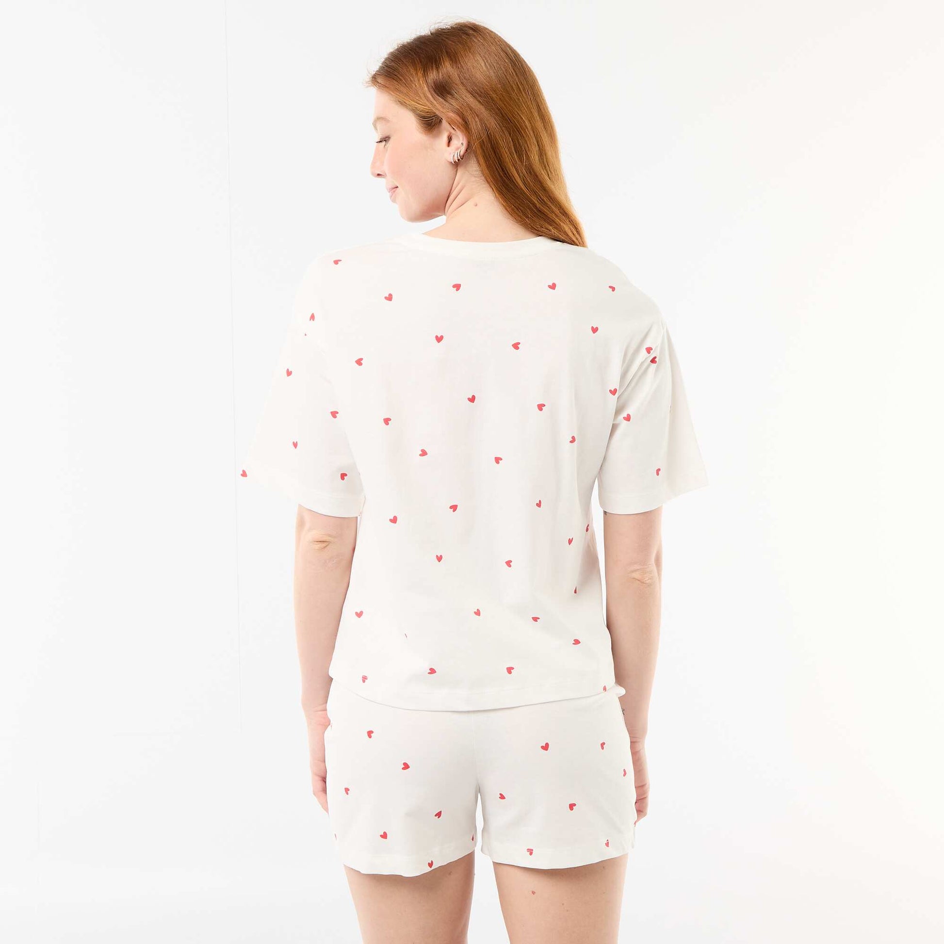 Cotton Jersey Top & Shorts Pyjama Set WHITE