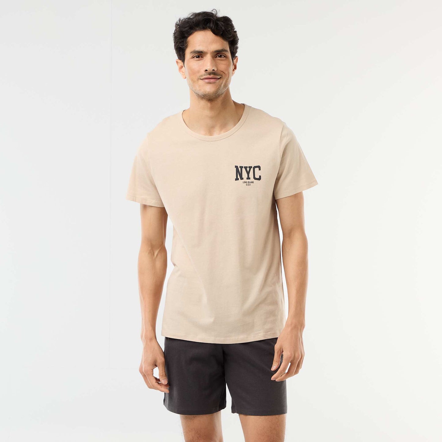 Short pajama set t-shirt + shorts - 2 pieces BEIGE