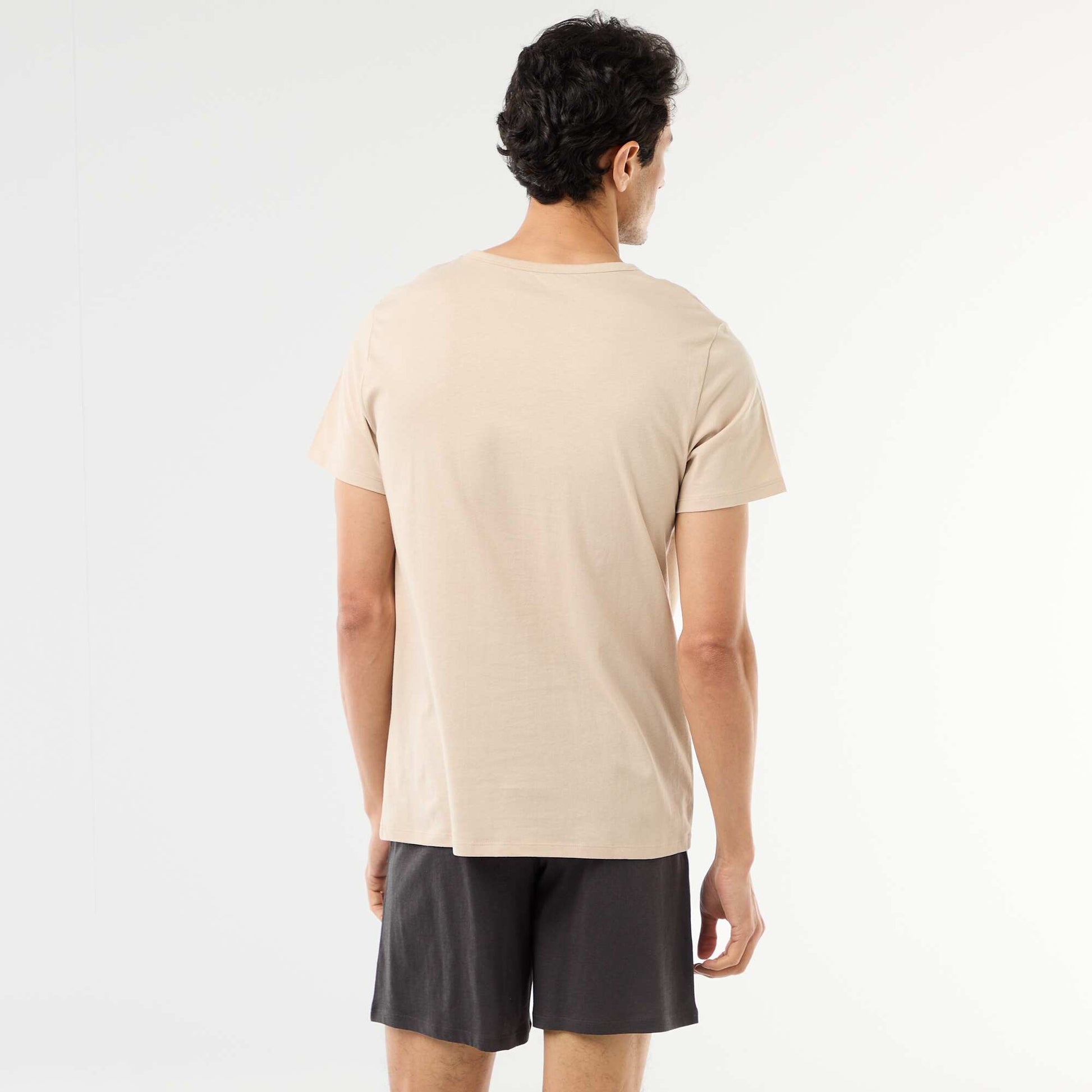 Short pajama set t-shirt + shorts - 2 pieces BEIGE