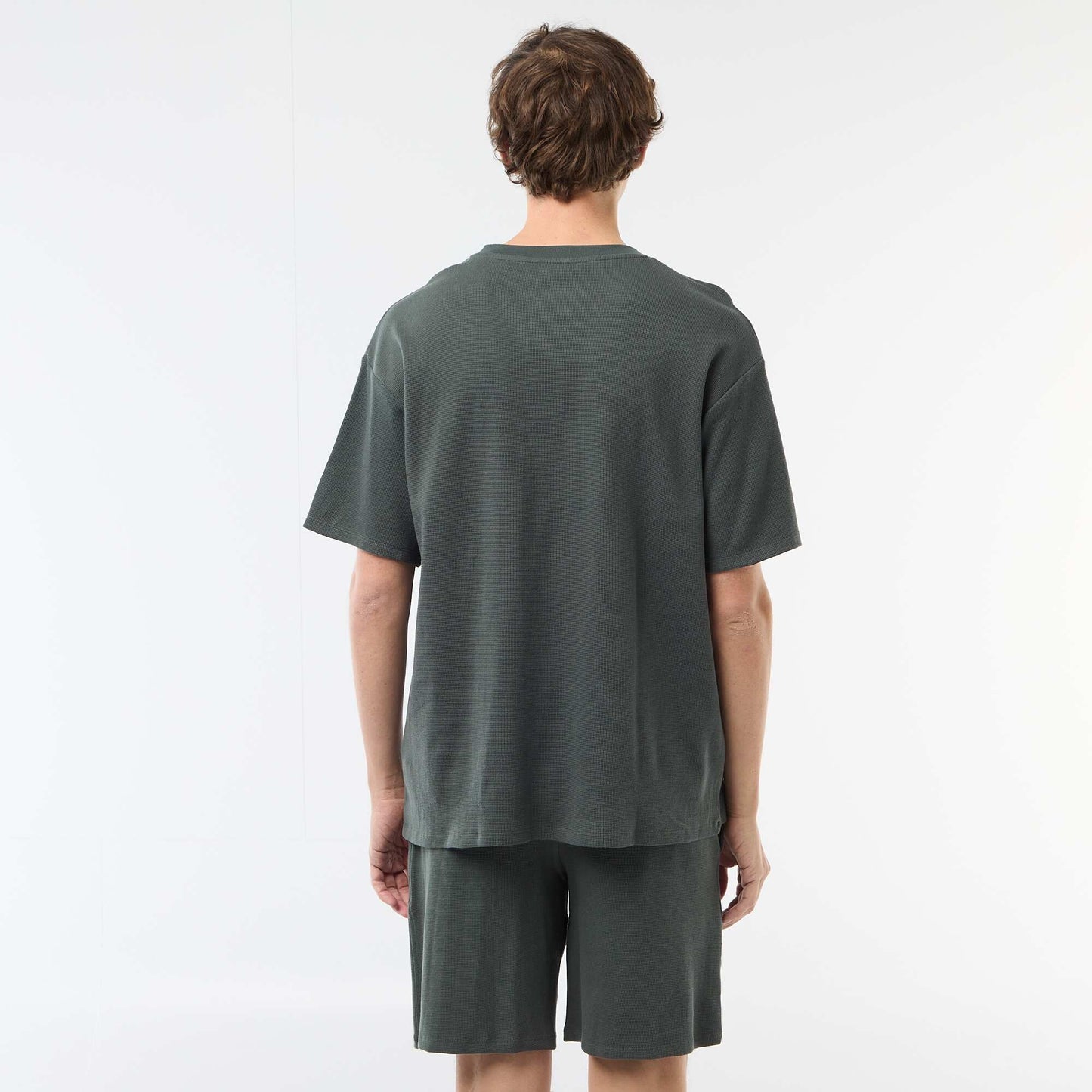 Honeycomb Knit Short Pajama Set - 2 Piece KHAKI