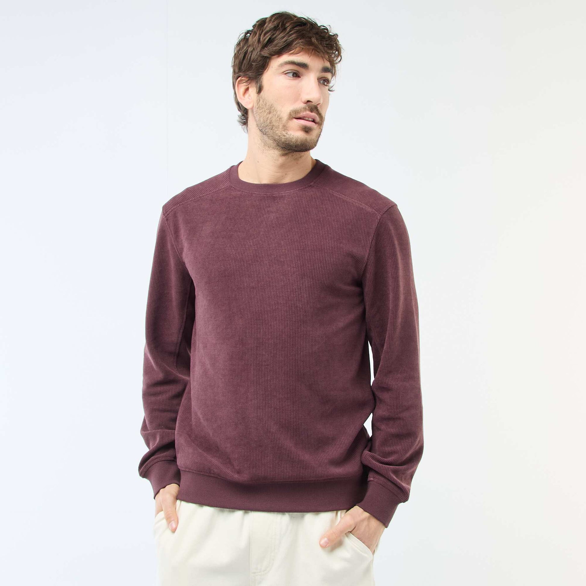 Honeycomb Knit Sweatshirt PURPLE