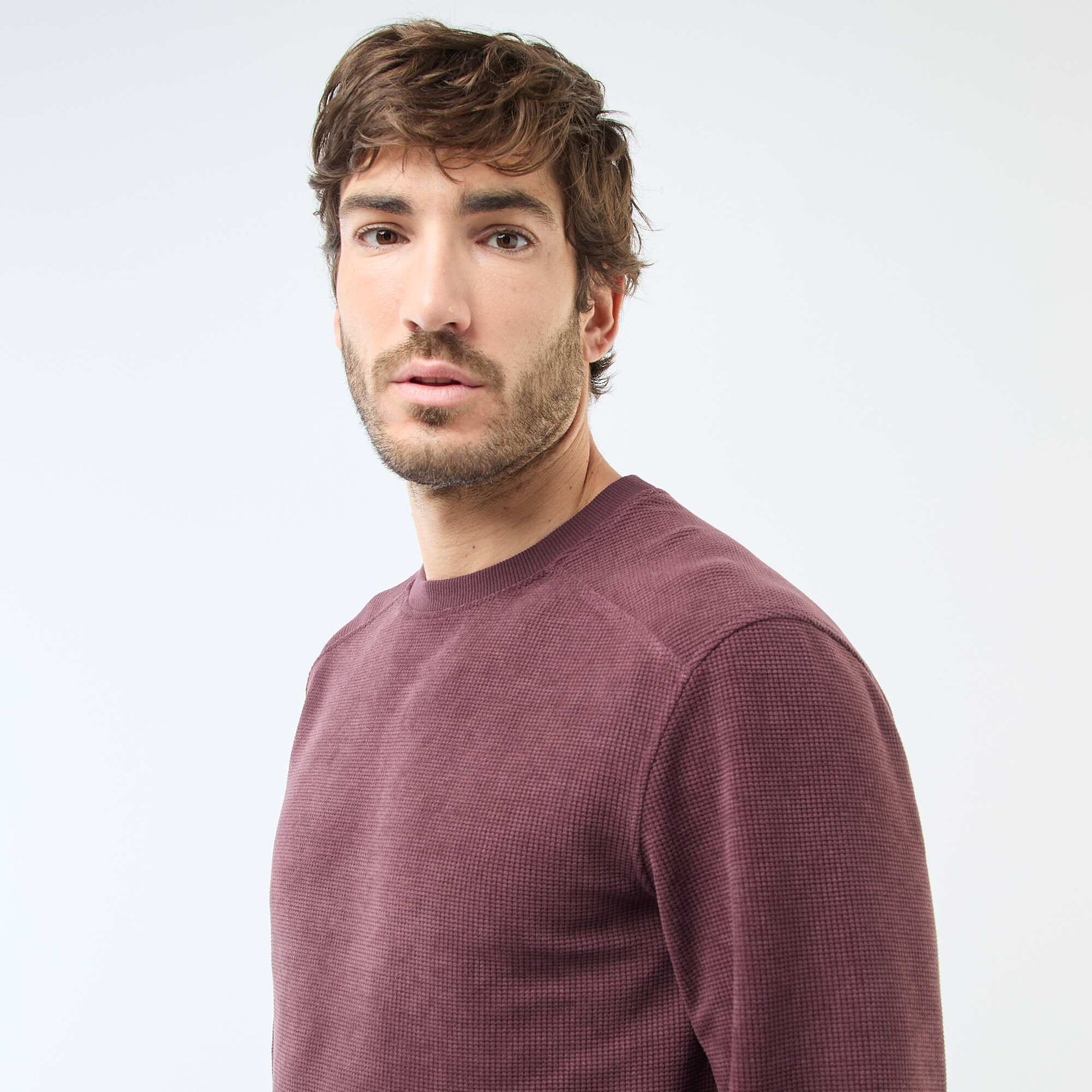 Honeycomb Knit Sweatshirt PURPLE