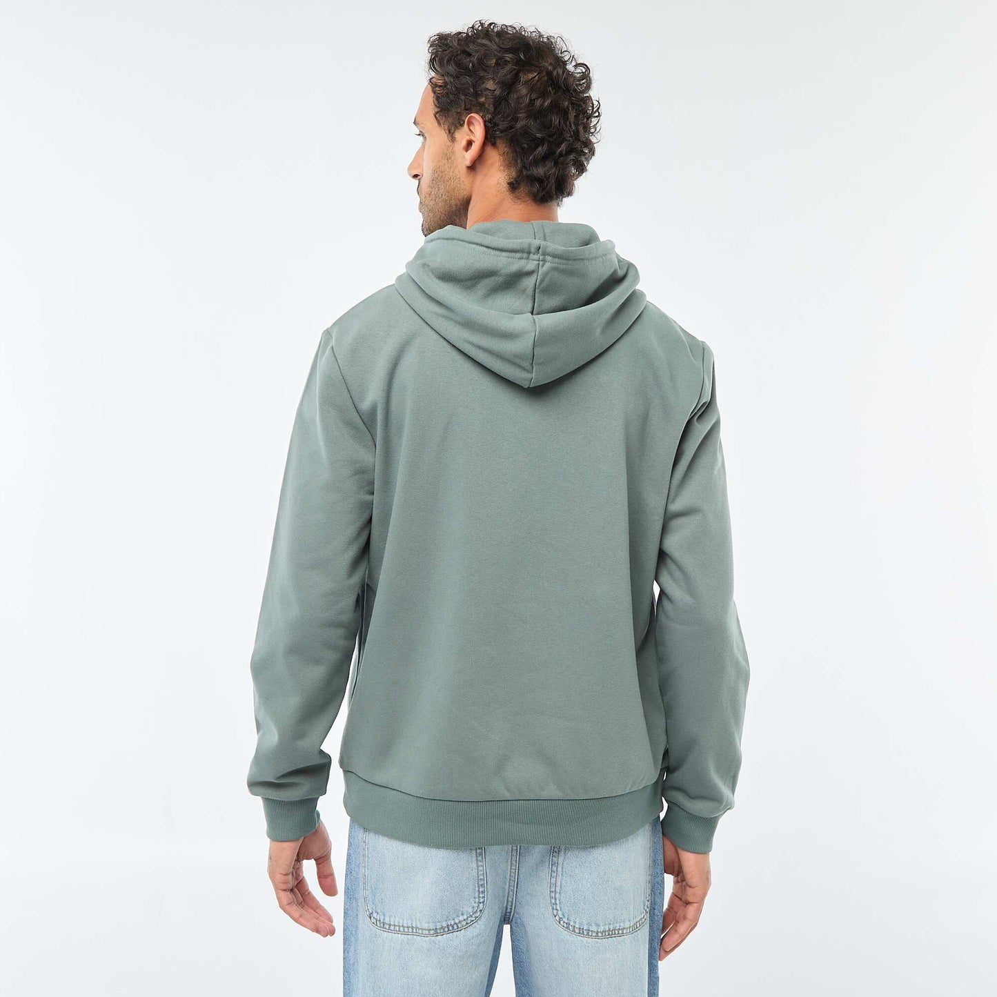 Fleece Hoodie with Zipped Neck Opening GREEN