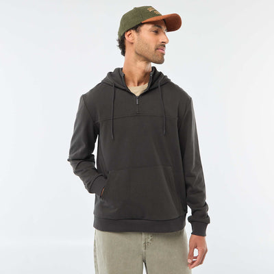 Fleece Hoodie with Zipped Neck Opening GREY