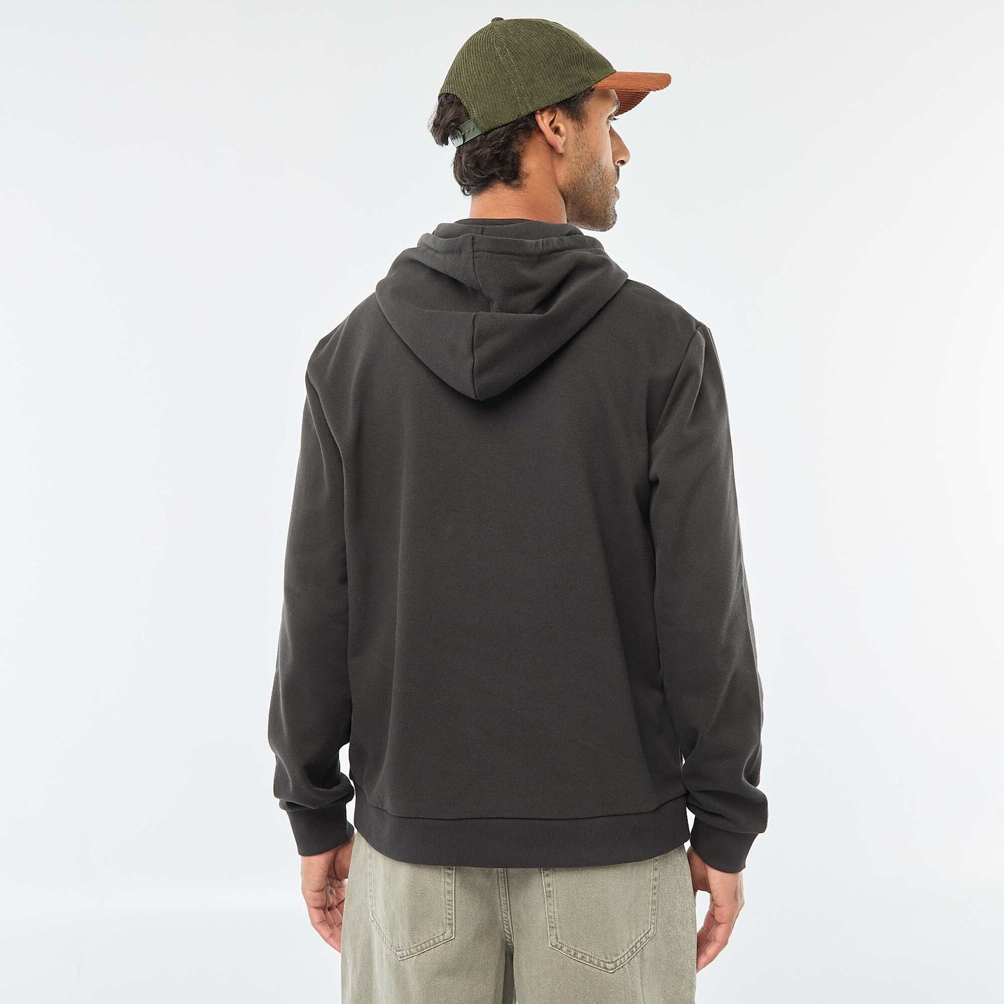 Fleece Hoodie with Zipped Neck Opening GREY