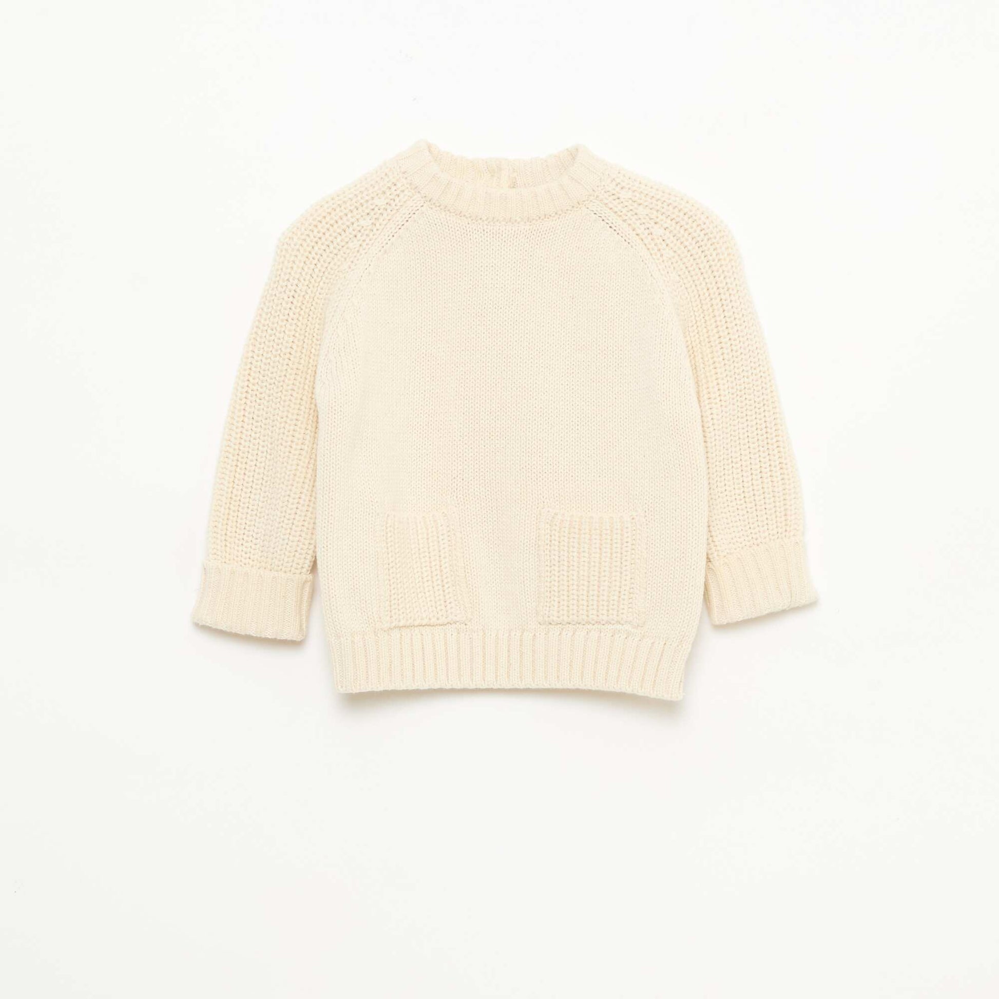 Plain Knit Sweater BEIGE