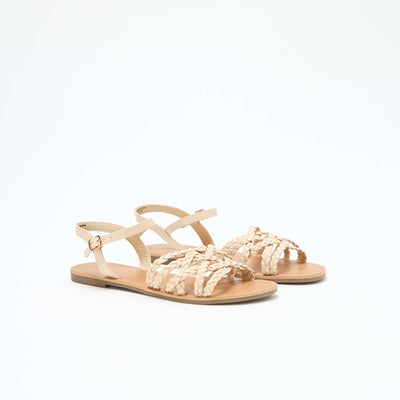 Multi-Strap Braided Sandals BEIGE
