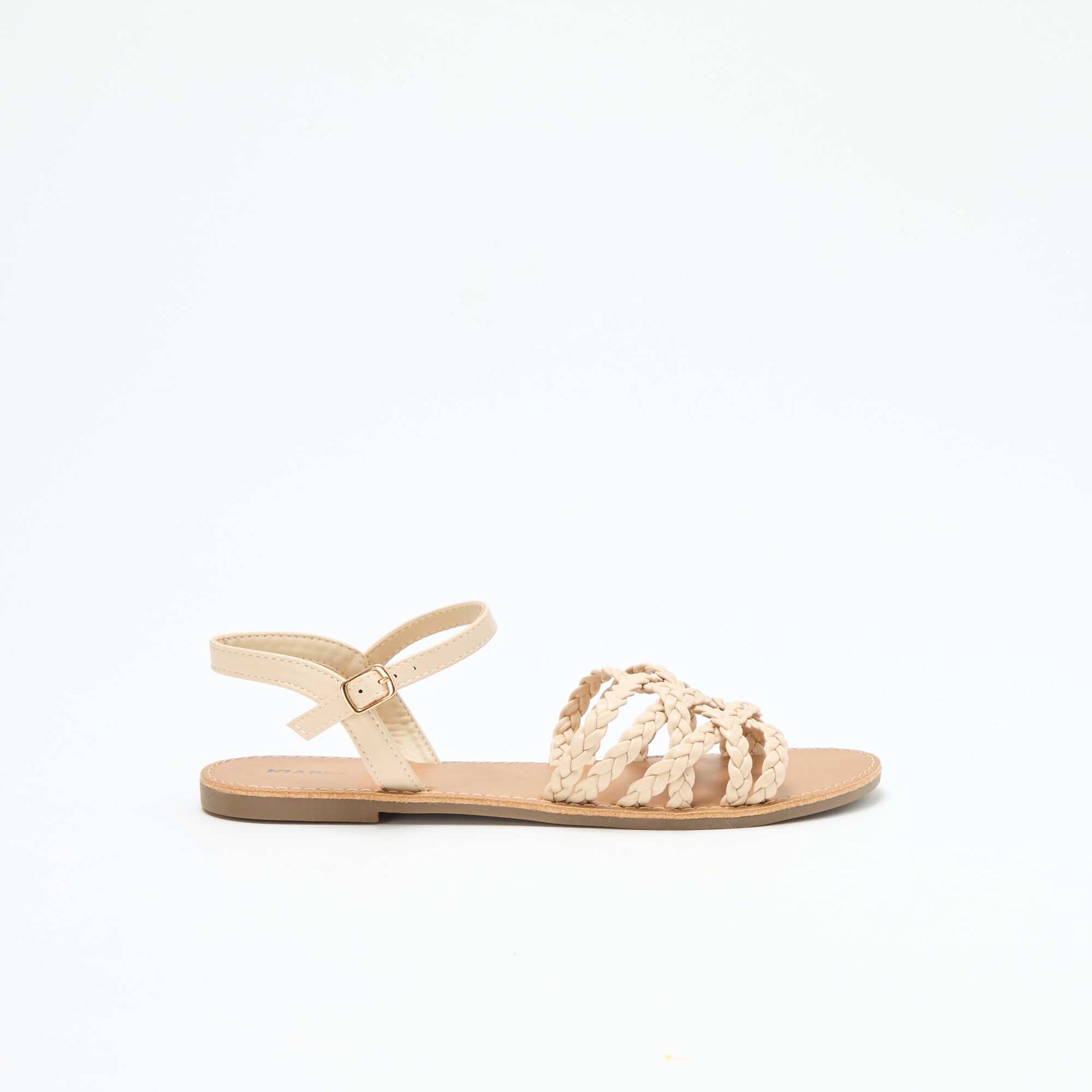 Multi-Strap Braided Sandals BEIGE
