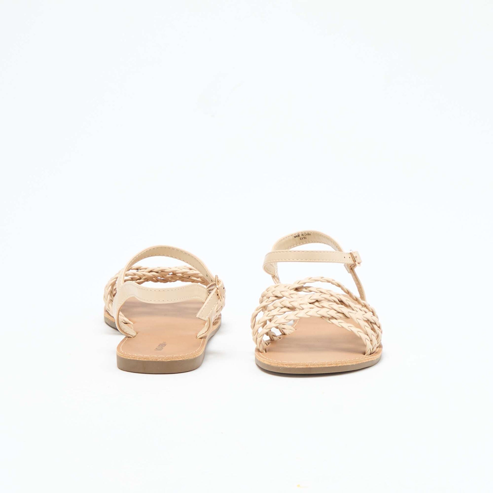 Multi-Strap Braided Sandals BEIGE