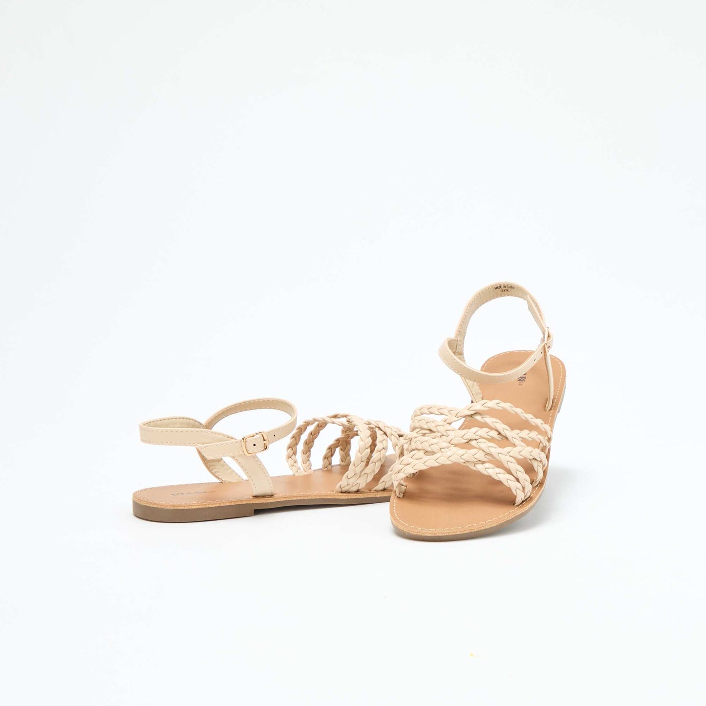 Multi-Strap Braided Sandals BEIGE