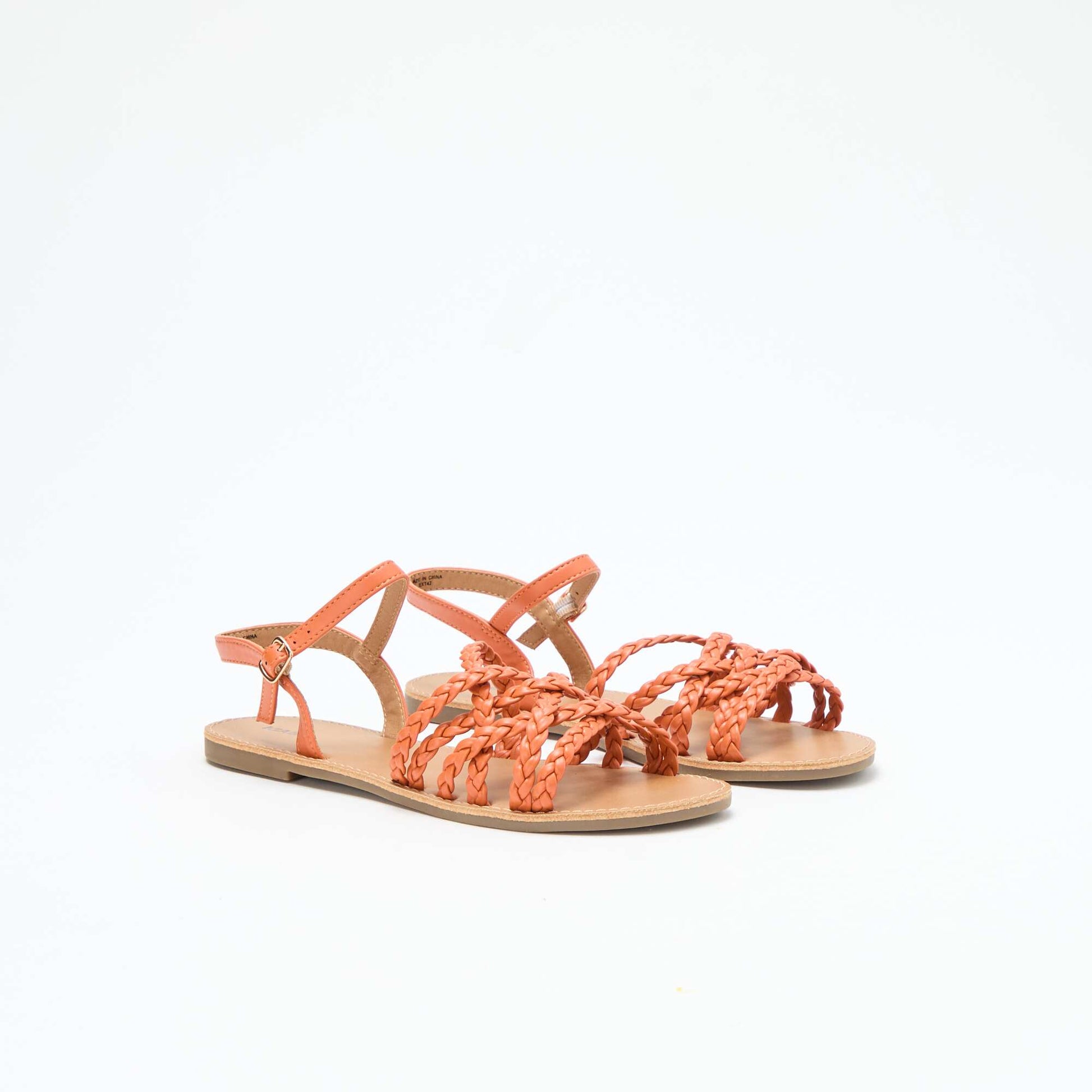 Multi-Strap Braided Sandals ORANGE