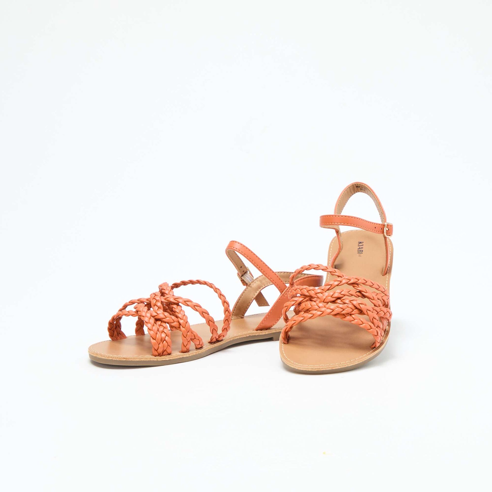 Multi-Strap Braided Sandals ORANGE