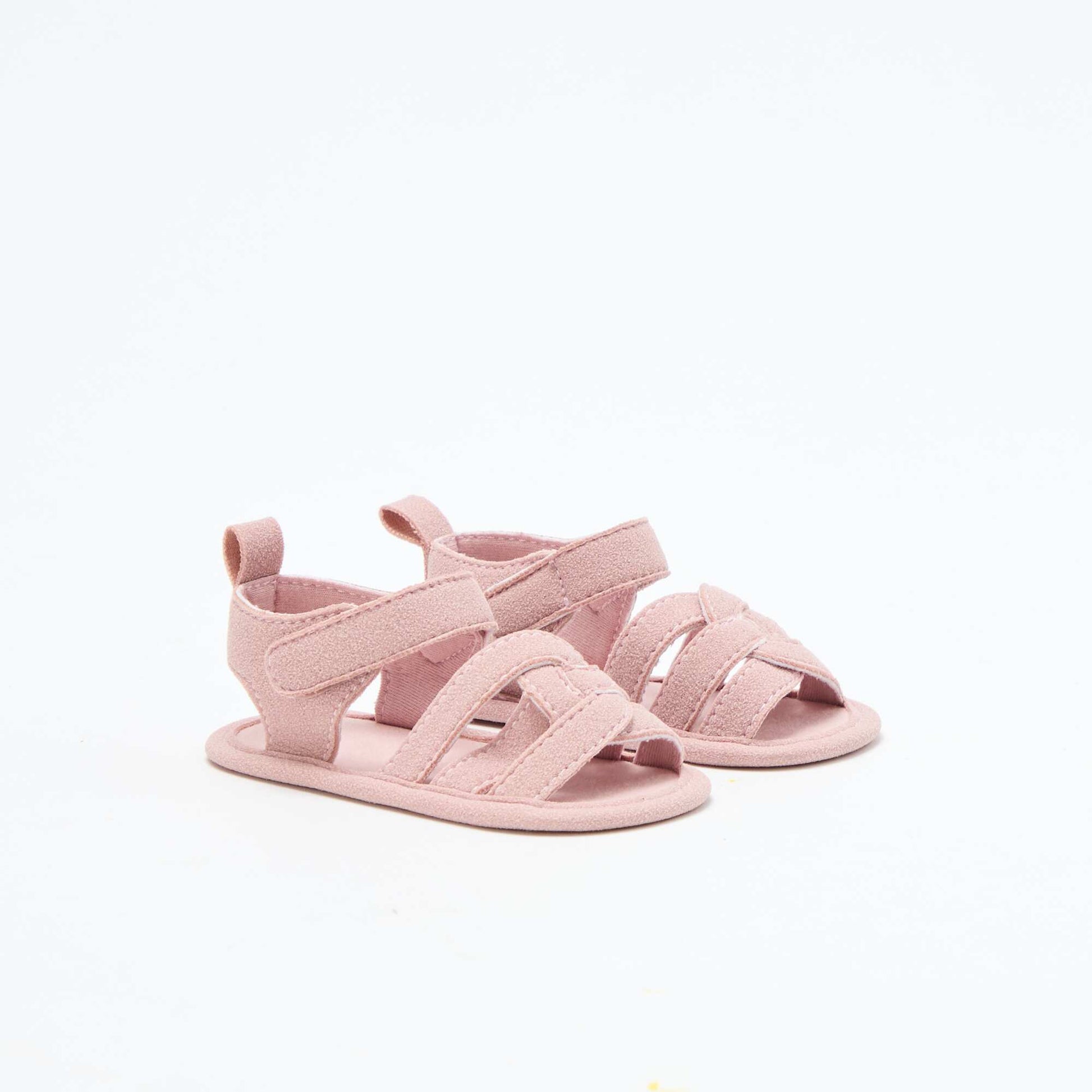 Fabric Sandals with Criss-Cross Straps PINK