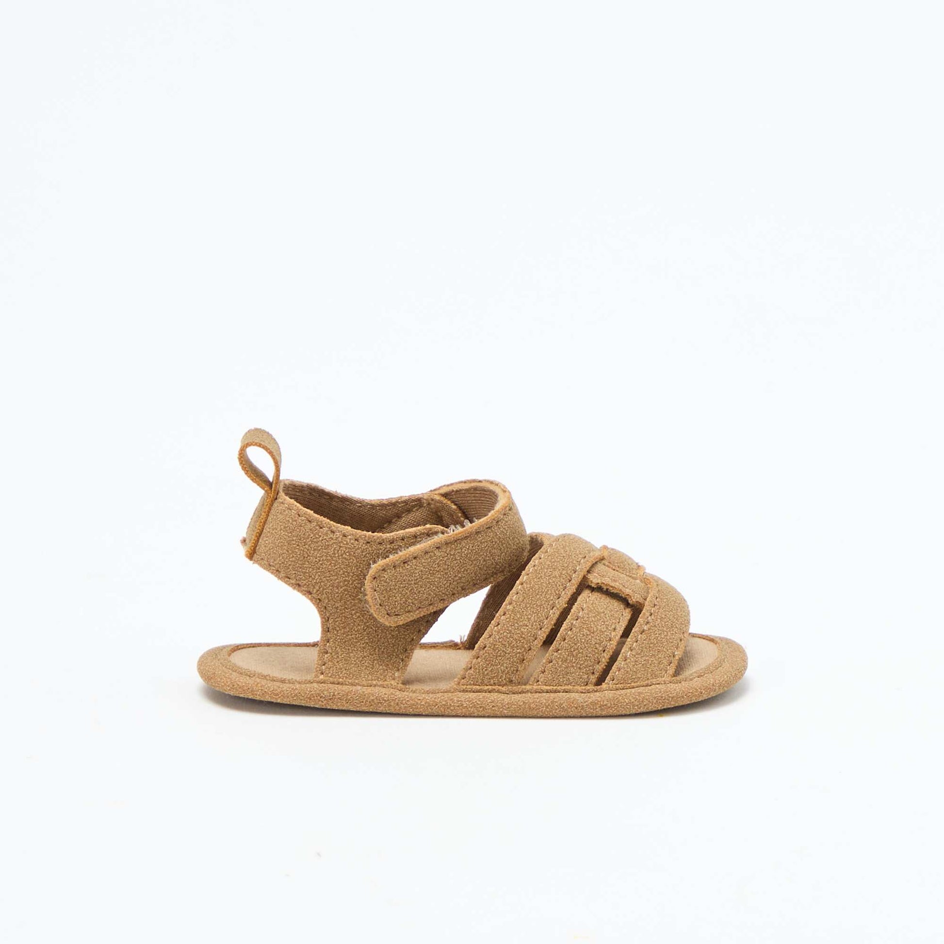 Fabric Sandals with Criss-Cross Straps BROWN