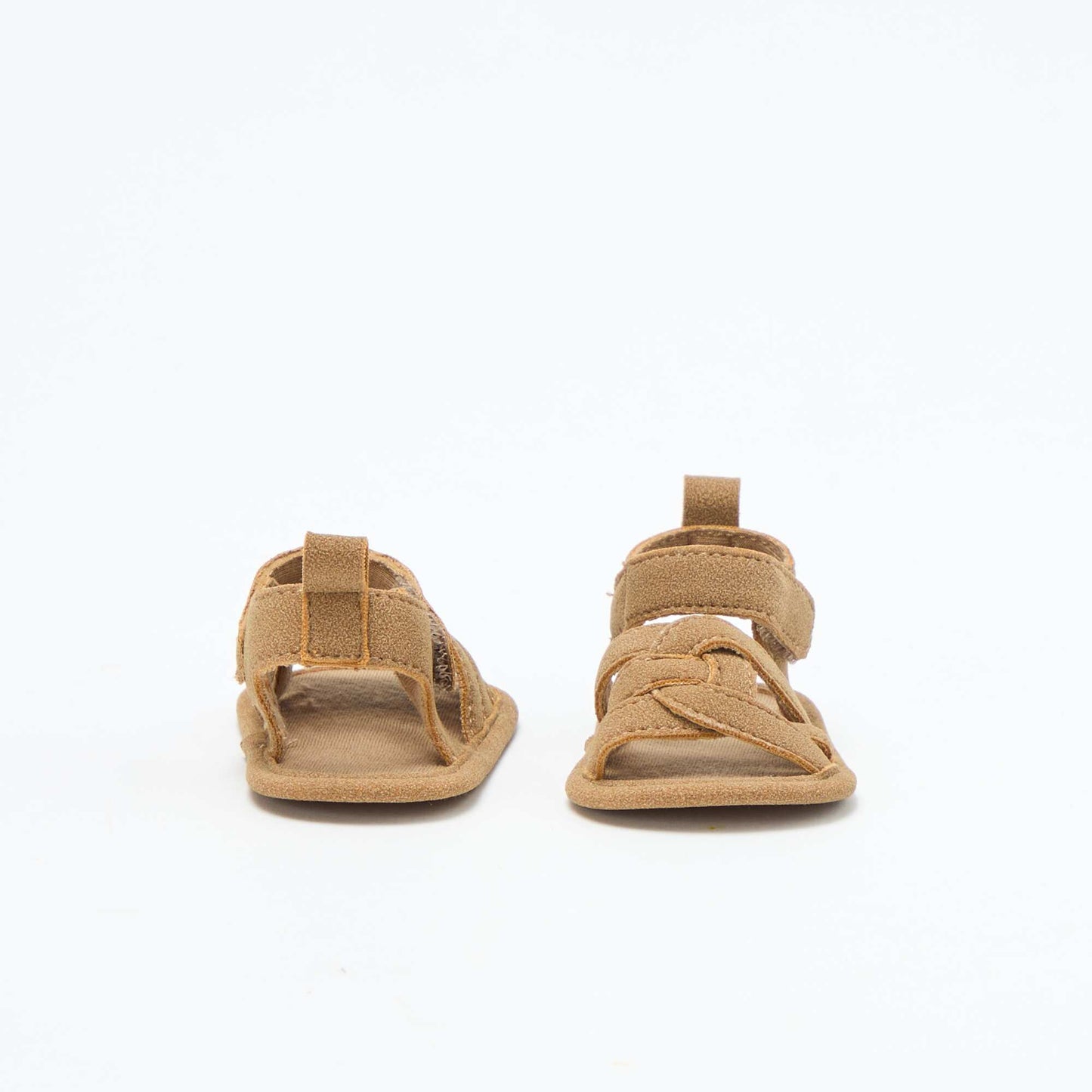 Fabric Sandals with Criss-Cross Straps BROWN