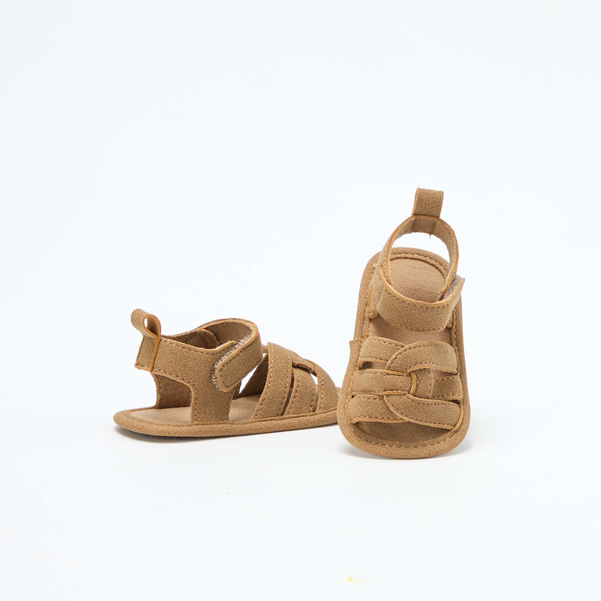 Fabric Sandals with Criss-Cross Straps BROWN